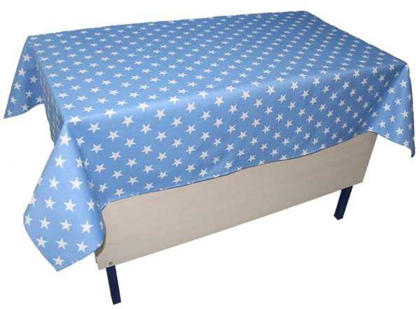 Kostüm Sarayı Yıldız Desenli Öğretmen Masa Örtüsü Mavi (Pamuklu-Düz)