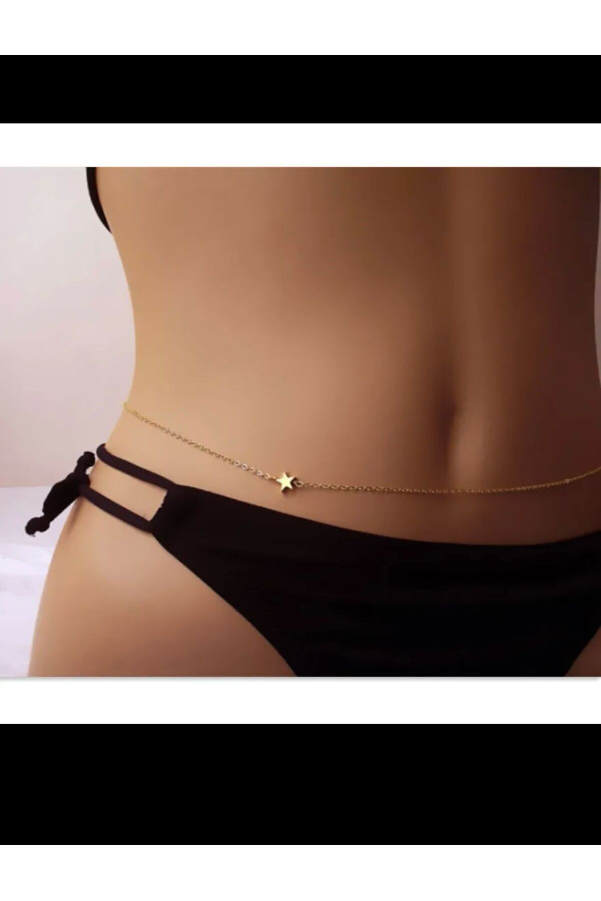 Arescollection Yıldız Detaylı Gold Kaplama Bel Zinciri