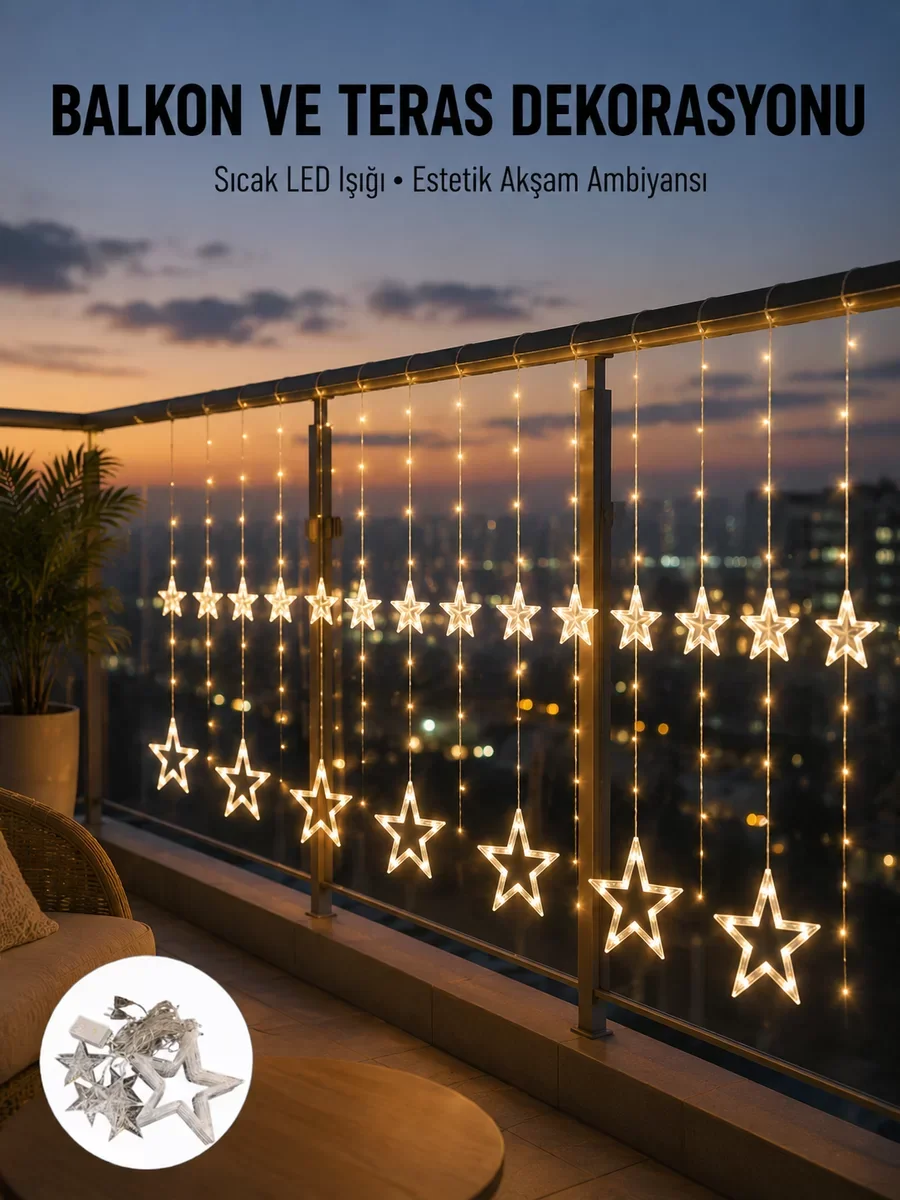 Yıldız Figür Peri Led 3x3 Metre Dekoratif Aydınlatma