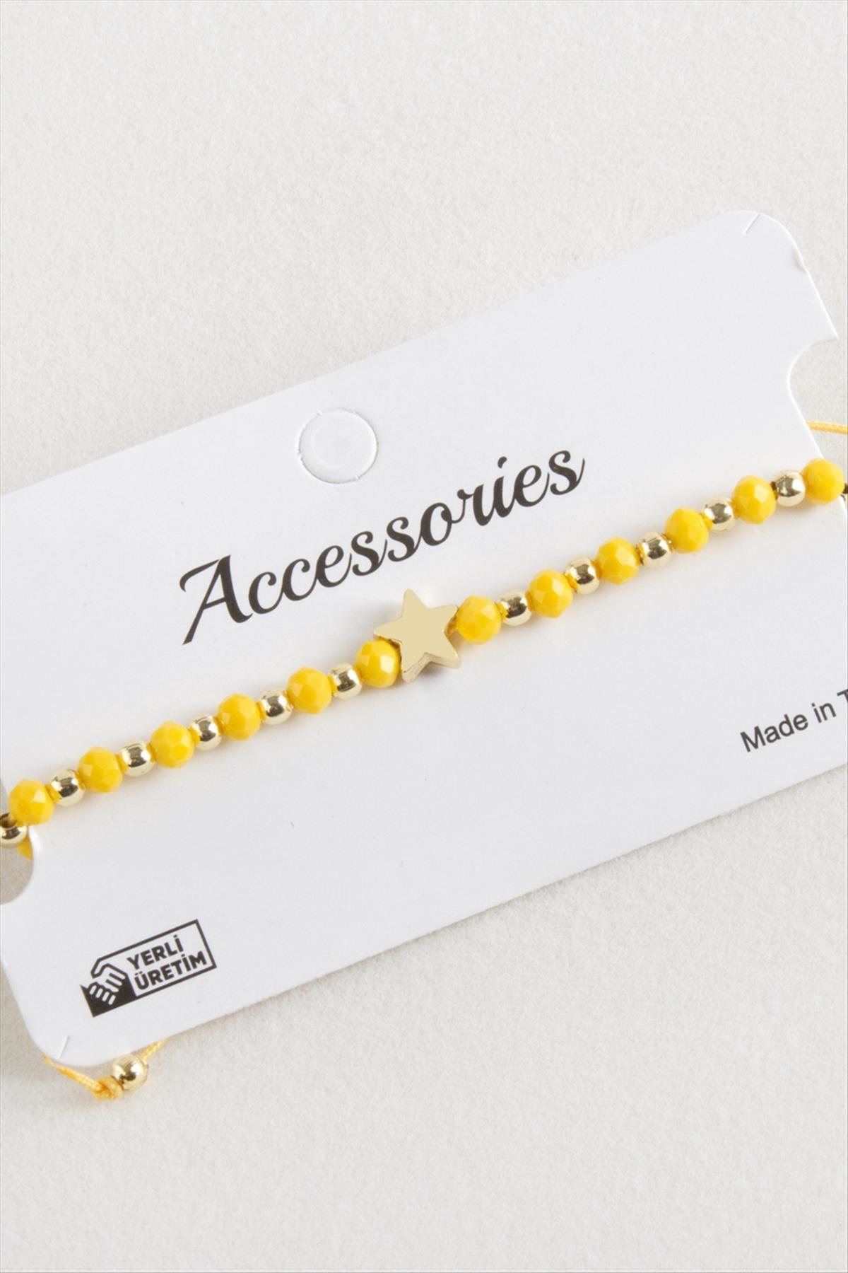 Yıldız Kristal Makrome İp Bileklik