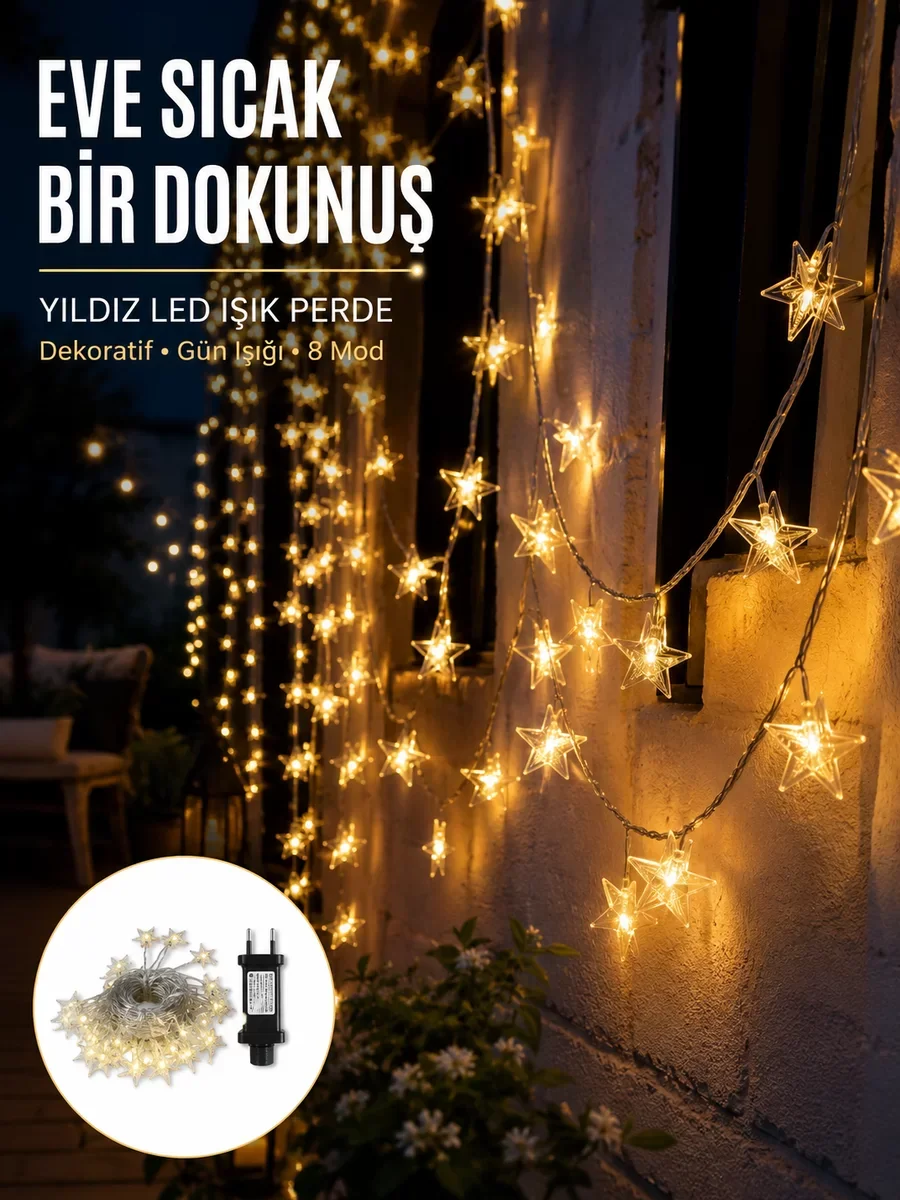 Yıldız Led Işık 5 Metre Dekoratif Aydınlatma - Günışığı