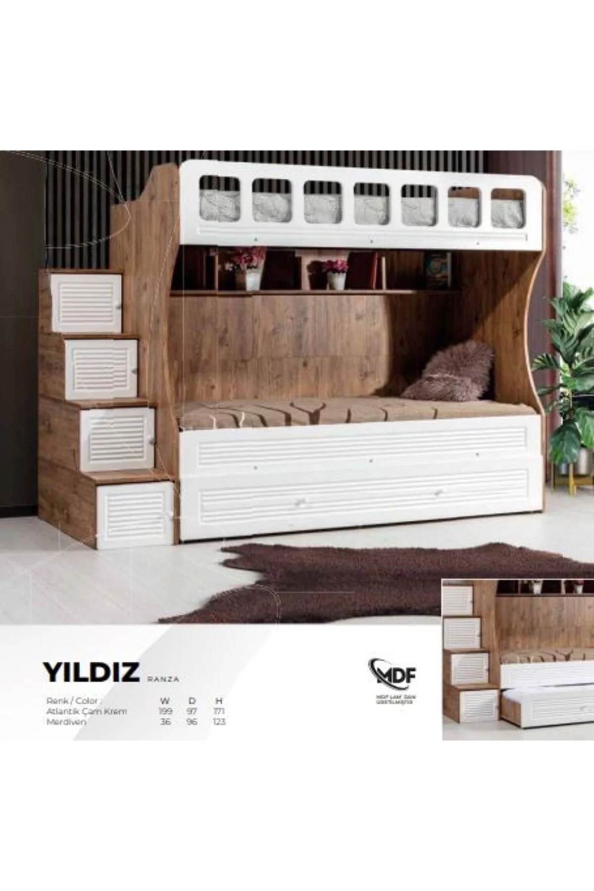 YILDIZ MDF MERDİVENLİ ÜÇÜZ RANZA Fiyatı, Yorumları ve Özellikleri