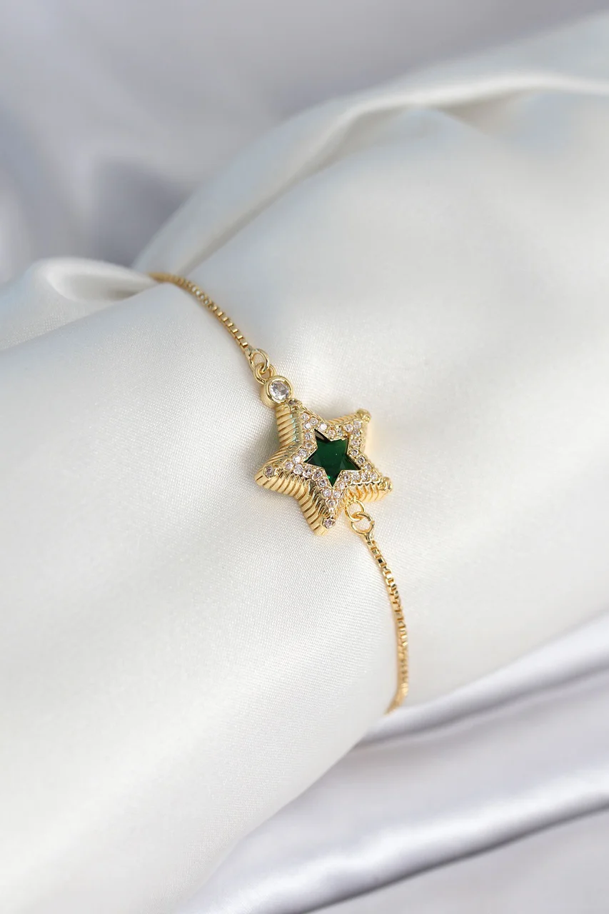 Yıldız Model Asansörlü Gold Renk Kadın Bileklik - Lisinya Diğer