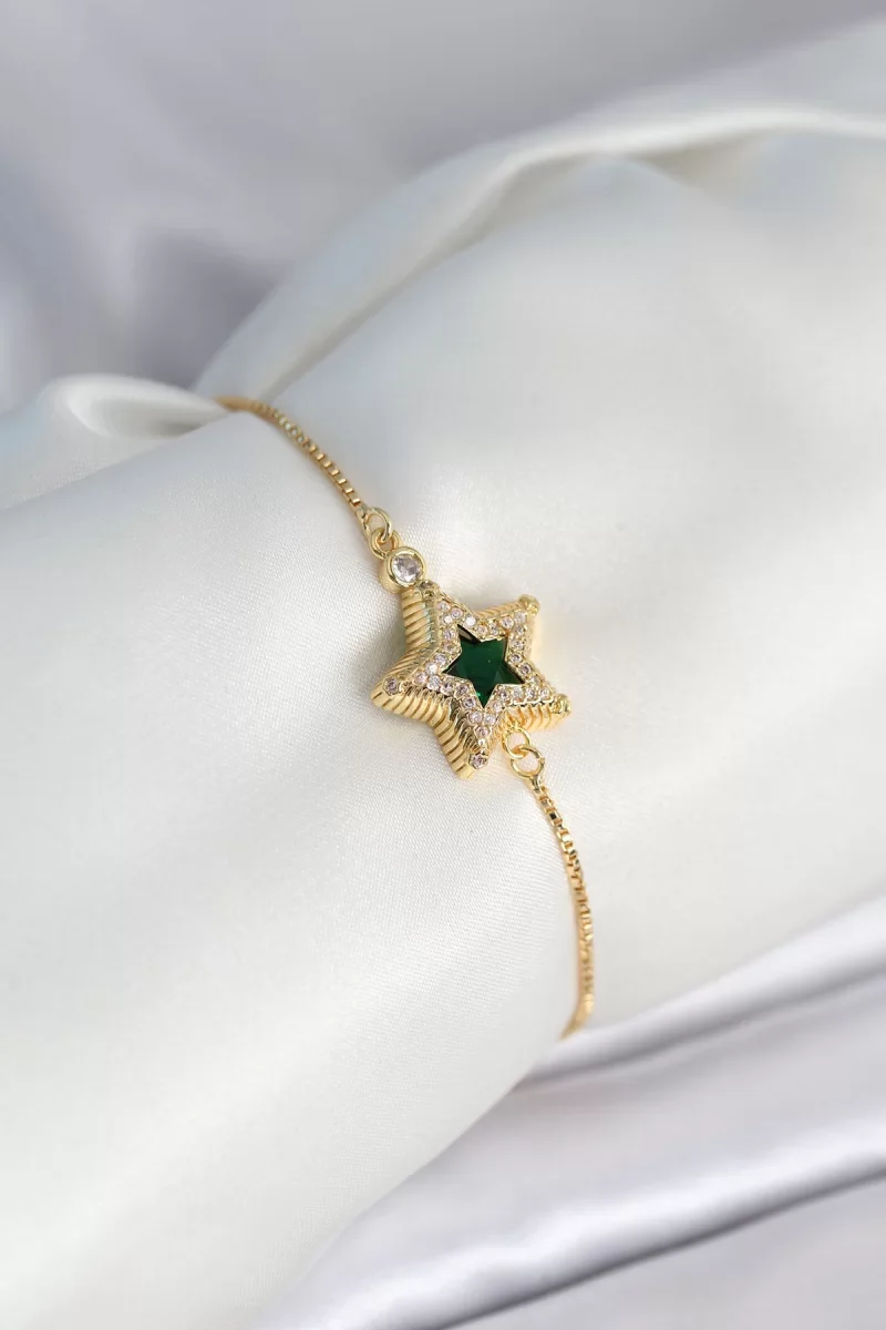 Yıldız Model Asansörlü Gold Renk Kadın Bileklik - Lisinya