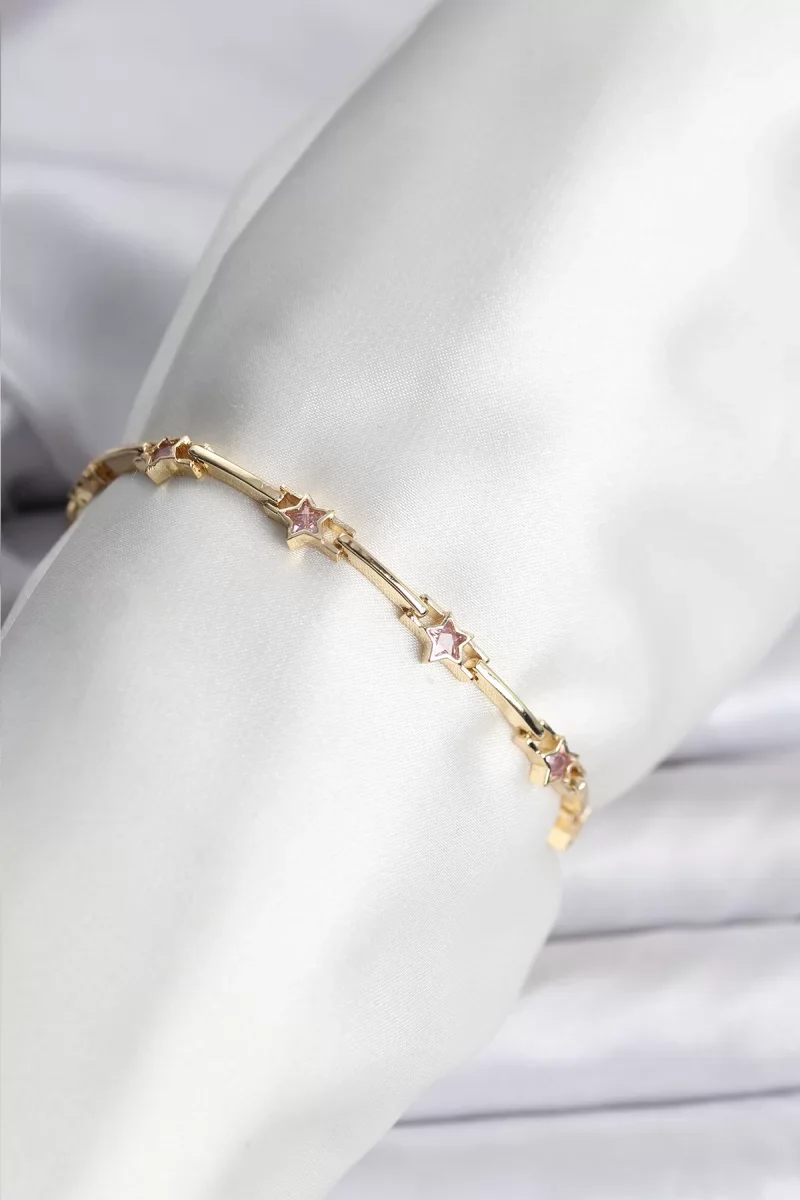 Yıldız Model Gold Renk Pirinç Bileklik - Lisinya