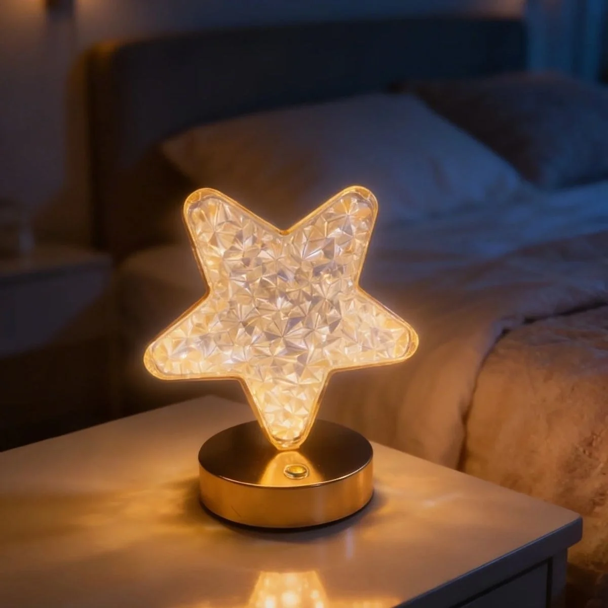 Yıldız Model Kristal Led Masa Lambası – Dokunmatik, 3 Renk Işık Modlu, Şarjlı Mini Dekoratif Gece Lambası Bx40 Fiyatı, Yorumları ve Özellikleri