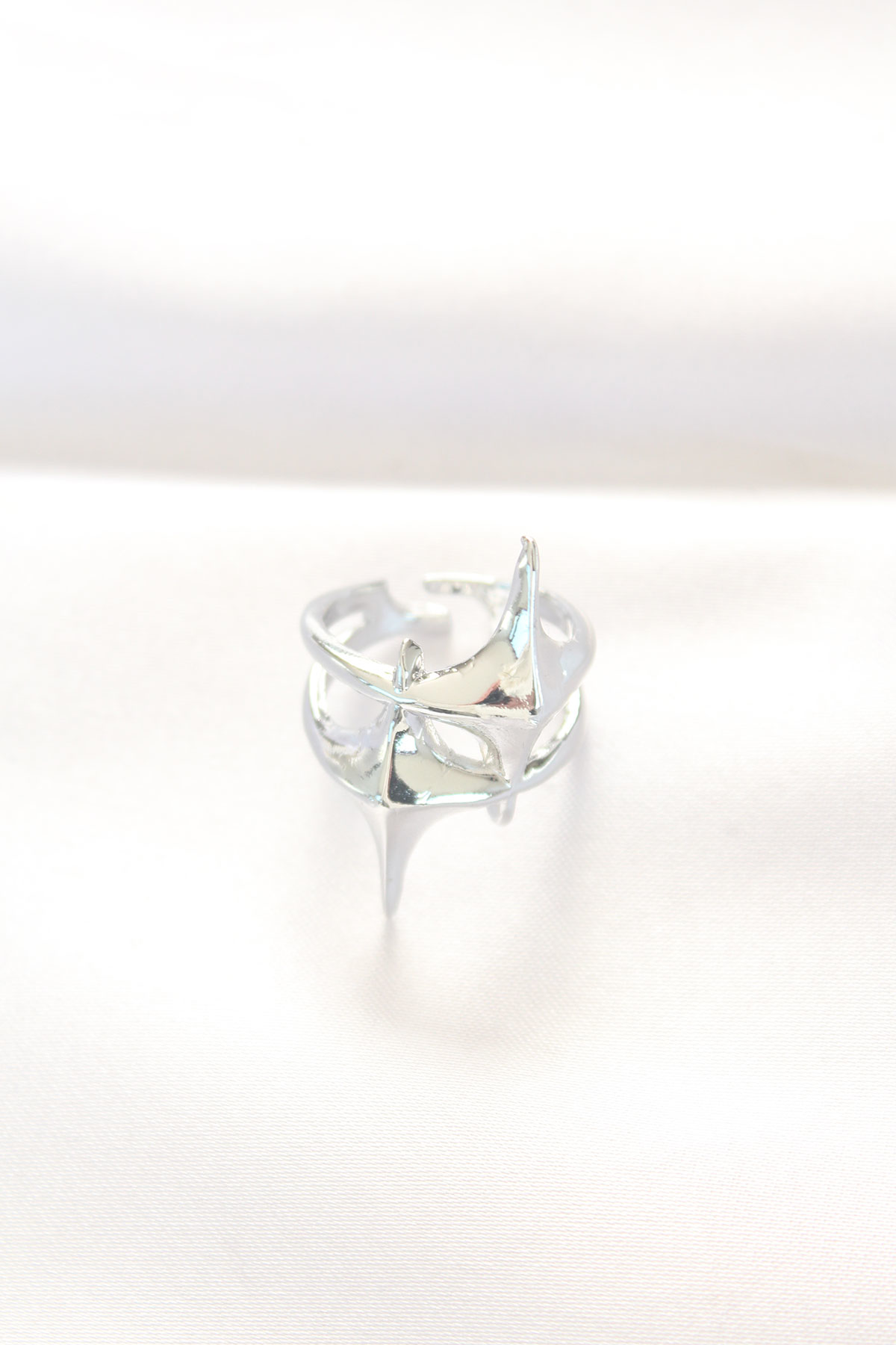 Yıldız Model Silver Renk Ayarlanabilir Yüzük - TJ-BYK3143