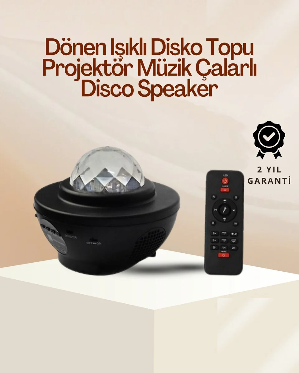Yıldız & Okyanus Dalga Projektörü – Bluetooth Gece Lambası, 10 Renk Modu