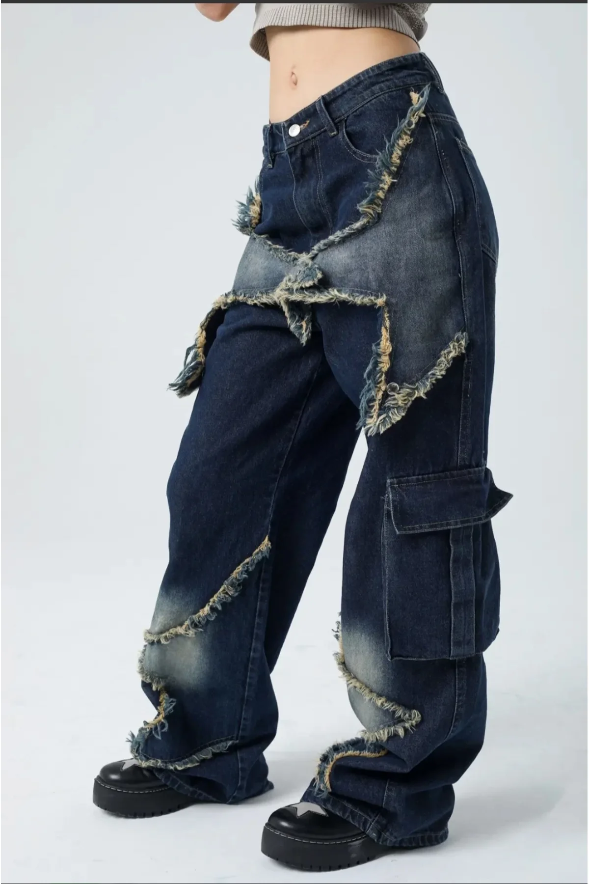 Yıldız Parça Detaylı Kargo Cep Baggy Jean Yıldız Parça Detaylı Kargo Cep Baggy Jean