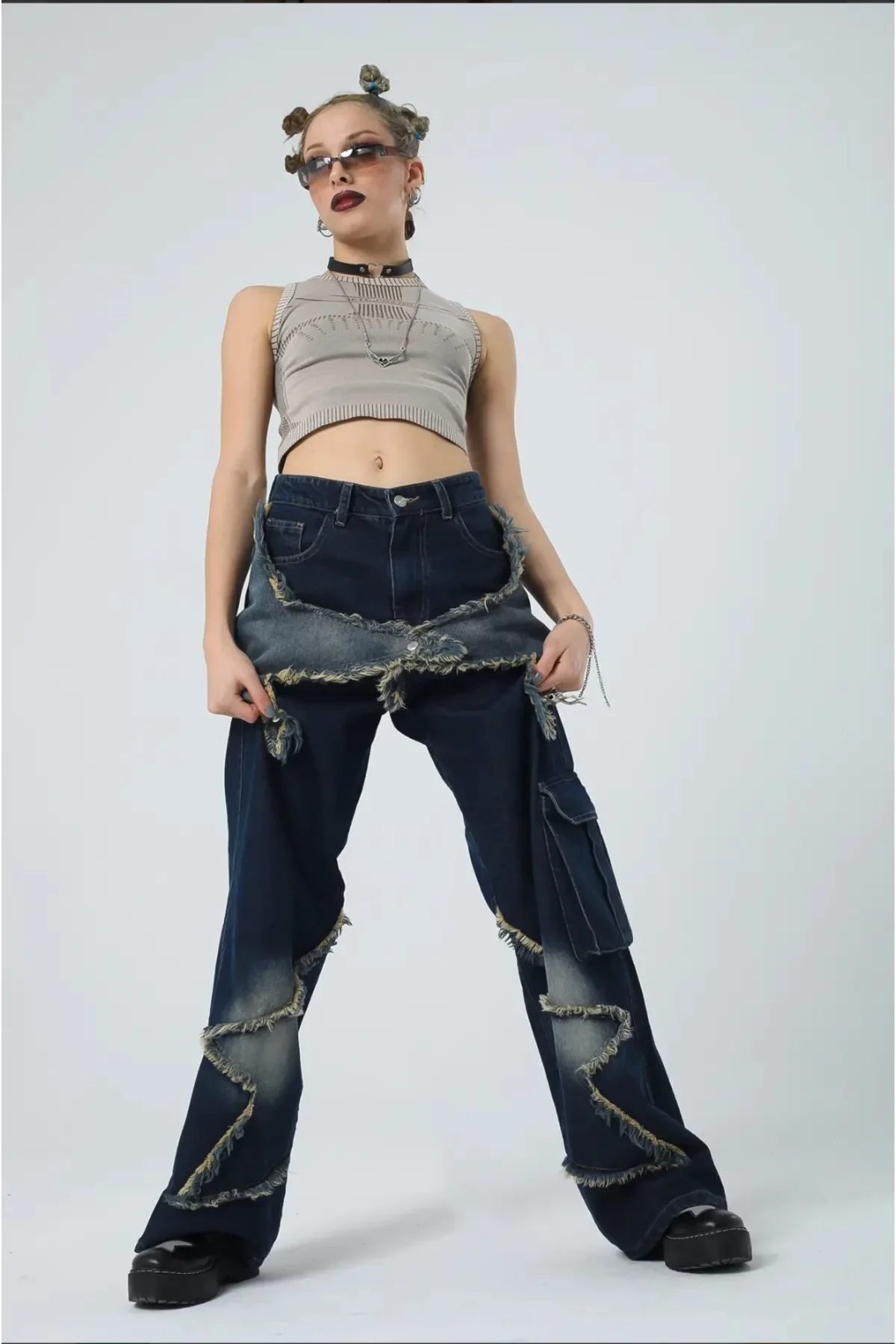 Yıldız Parça Detaylı Kargo Cep Baggy Jean Yıldız Parça Detaylı Kargo Cep Baggy Jean