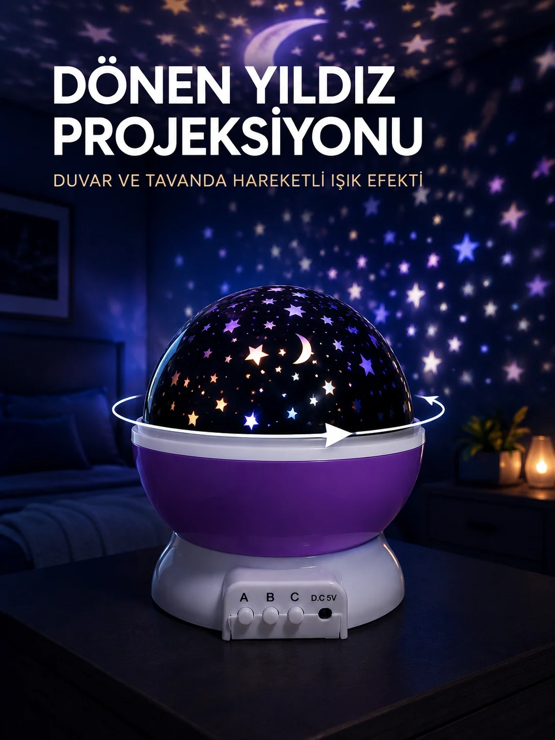 Yıldız Projeksiyon Lambası Döner Başlıklı Renkli Çocuk Odası Gece Işığı Fiyatı, Yorumları ve Özellikleri