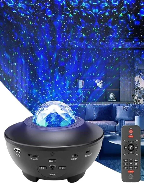 Yıldız Projektör - 10 Renkli Gece Işığı ve Bluetooth Müzikli Projeksiyon