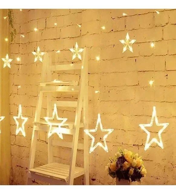 Yıldız Sarkıtlı Perde LED Aydınlatma - 3m Genişlik, 8 Modlu, Günışığı Renk,Ev Süsleme Işığı