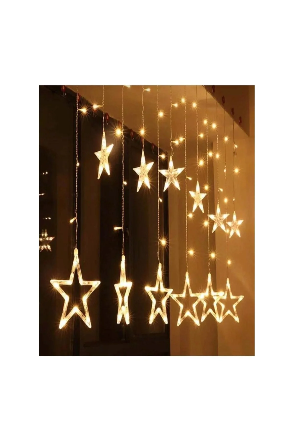 Yıldız Sarkıtlı Perde Led Aydınlatma - 3M Genişlik, 8 Modlu, Günışığı Renk,Ev Süsleme Işığı Yıldız Sarkıtlı Perde Led Aydınlatma - 3M Genişlik, 8 Modlu, Günışığı Renk,Ev Süsleme Işığı - Görsel 3