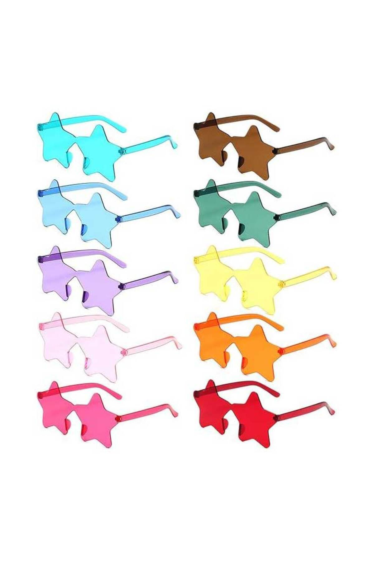 Easy Tedarik Yıldız Şekilli Çerçevesiz Parti Gözlüğü 6 Renk 6 Adet