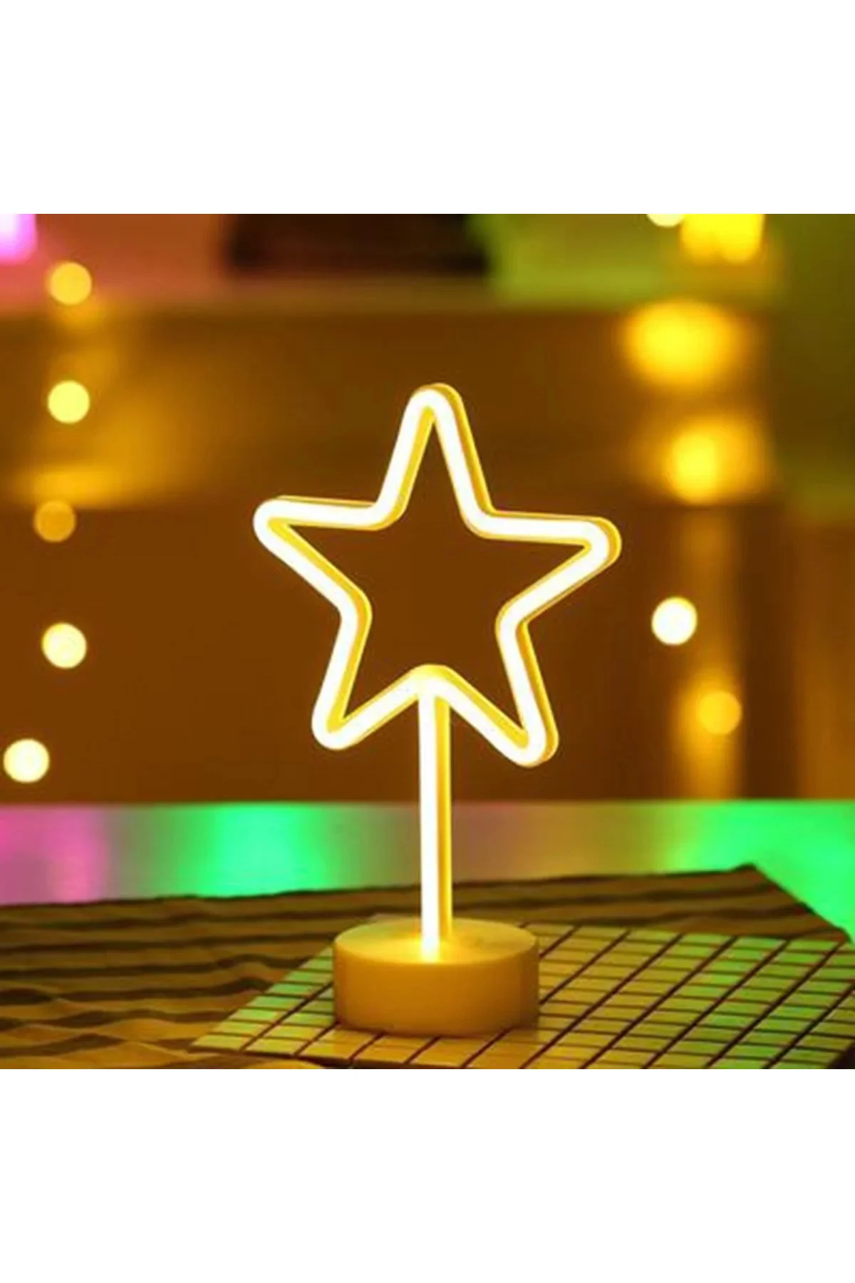 Yıldız Tasarımlı Neon Led Masa Ve Gece Lambası Dekoratif Işık
