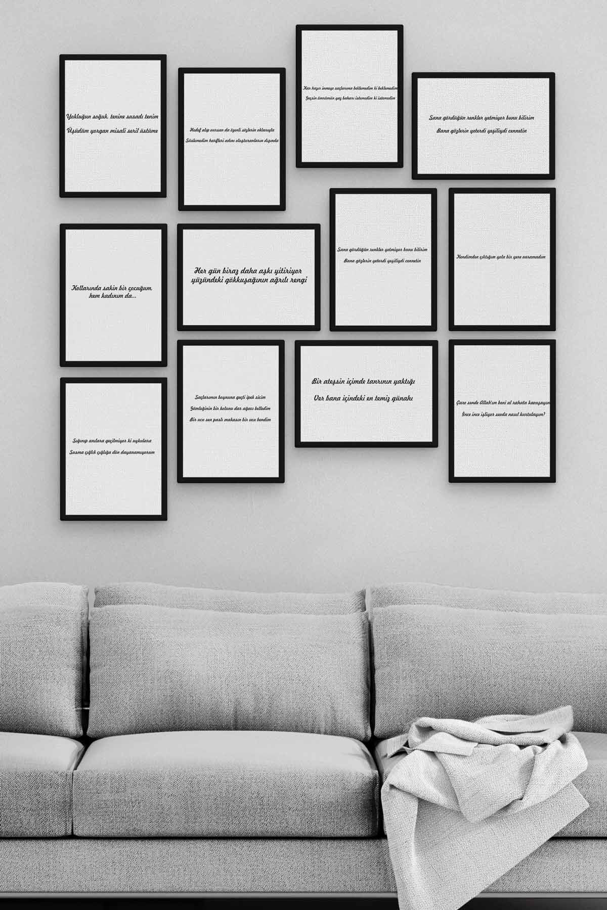 Pi Dekorasyon Yildiz Tilbe 12 Parça Ahşap Mdf Tablo Zlltb166