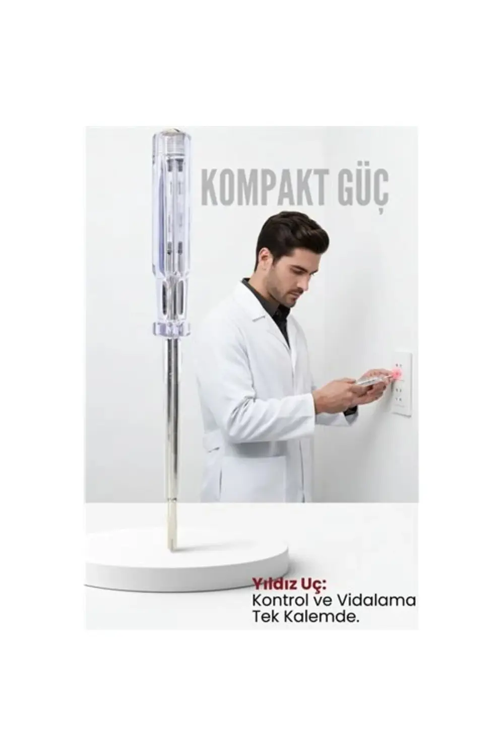 Yıldız Uçlu Elektrik Kontrol Kalemi Faz Test Cihazı Voltaj Kontro