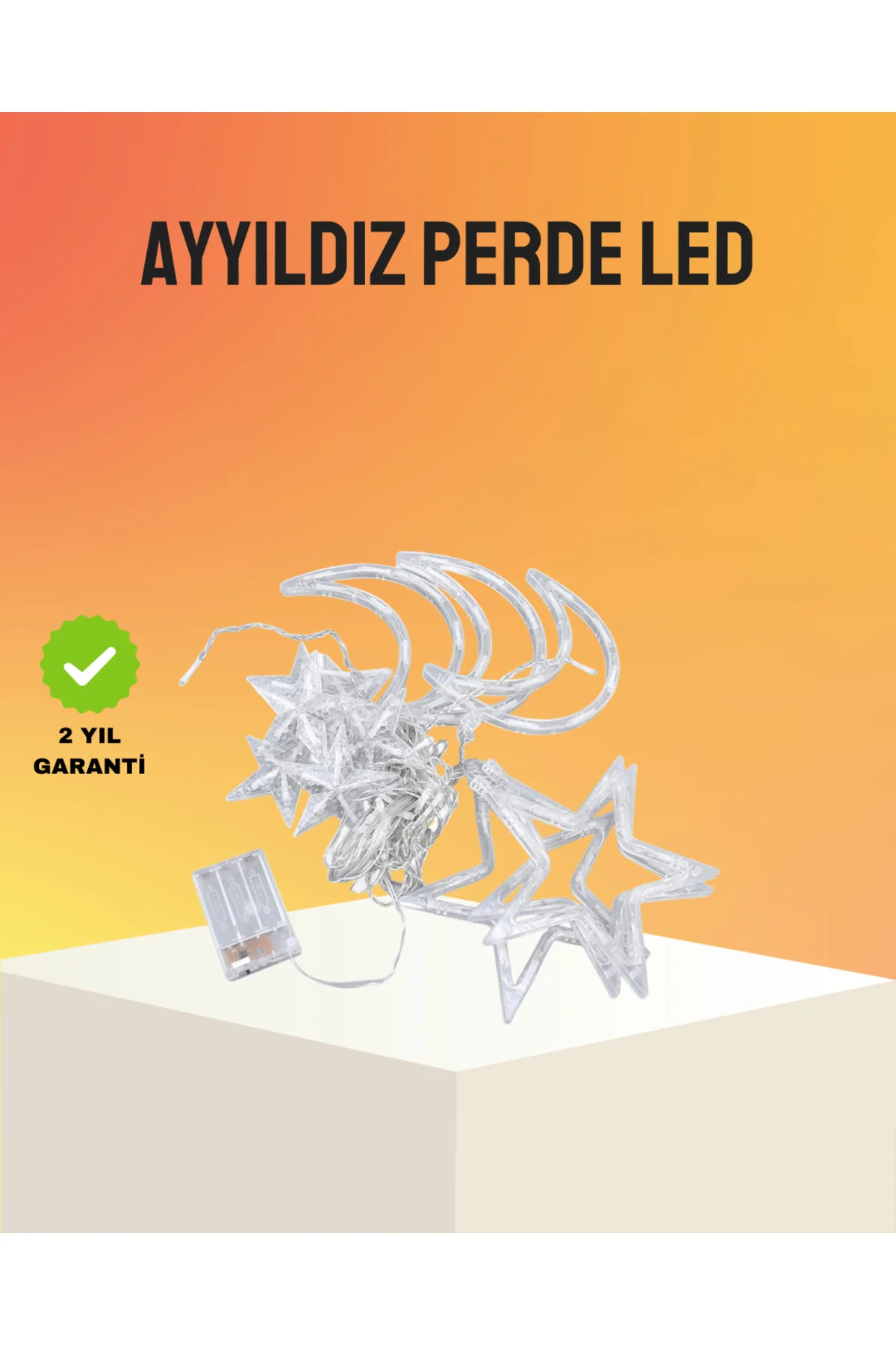 Yıldız Ve Ay Figürlü Prizli Perde Led Işık Romantik Ortam Aydınlatması