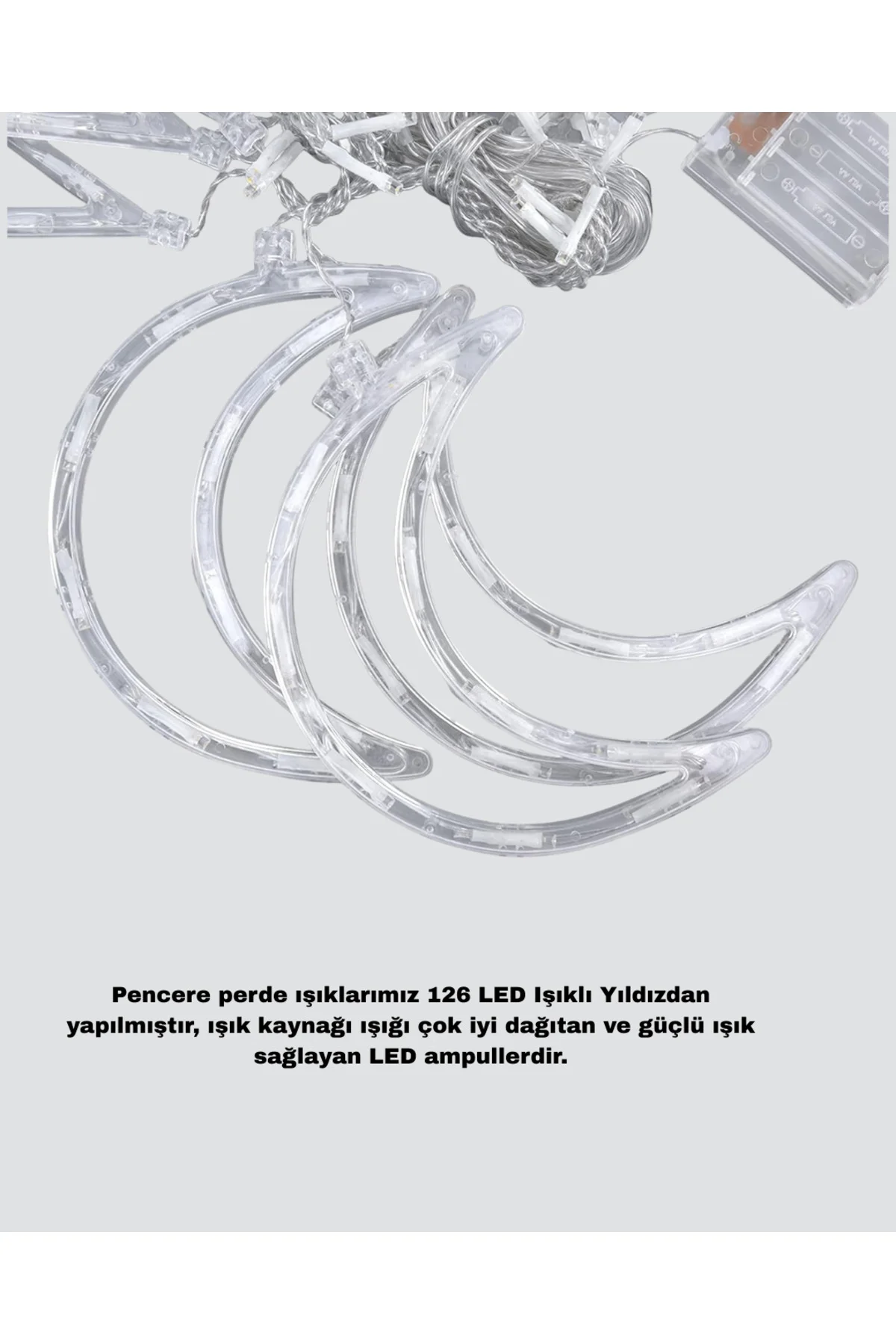 Yıldız Ve Ay Figürlü Prizli Perde Led Işık Romantik Ortam Aydınlatması