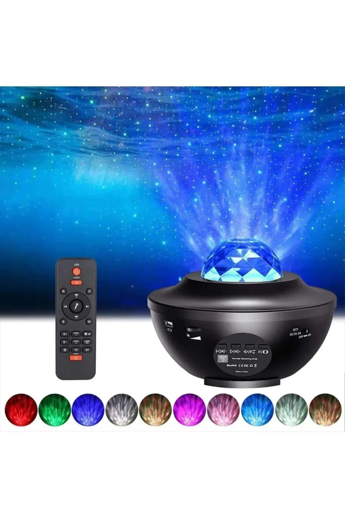 Yıldız ve Bulutsu Efekti Yansıtan Projektör ile Bluetooth Bağlantılı Parti ve Dekorasyon Lambası