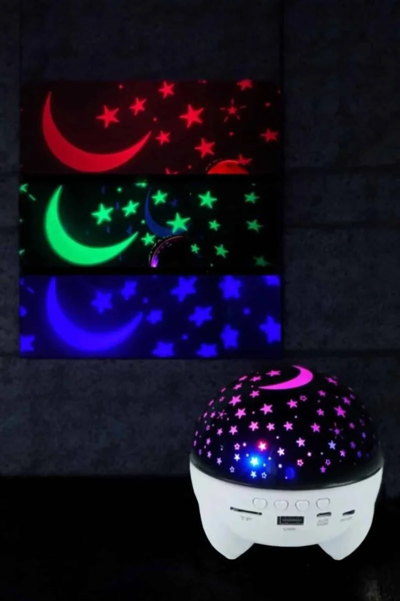 Yıldız Yansıtmalı Projeksiyon Gece Lambası Şarjlı Taşınabilir Spor Hoparlörü