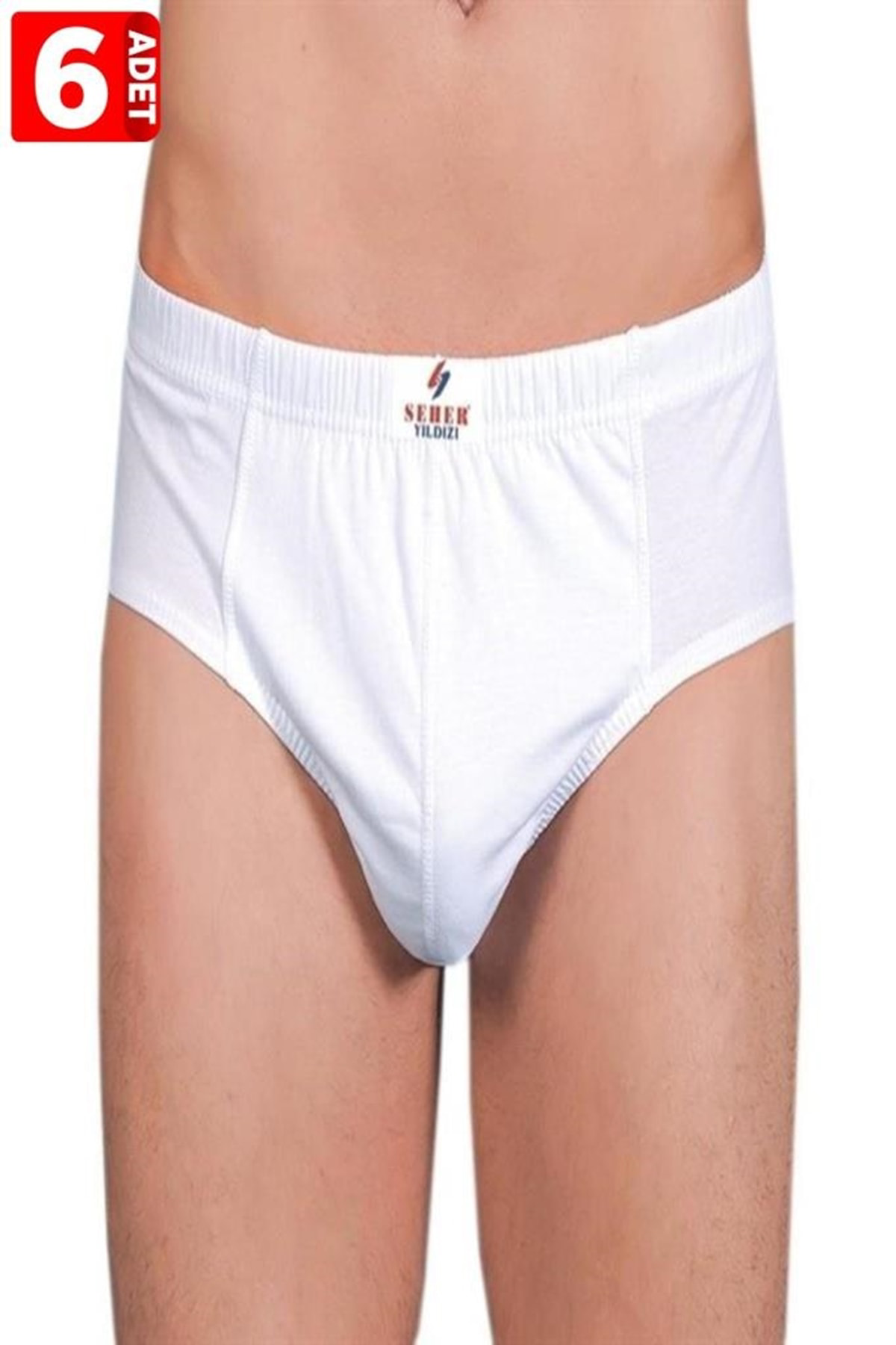 Seher Yıldızı Beyaz 6'Lı Paket %100 Pamuk Erkek Slip Külot 0005