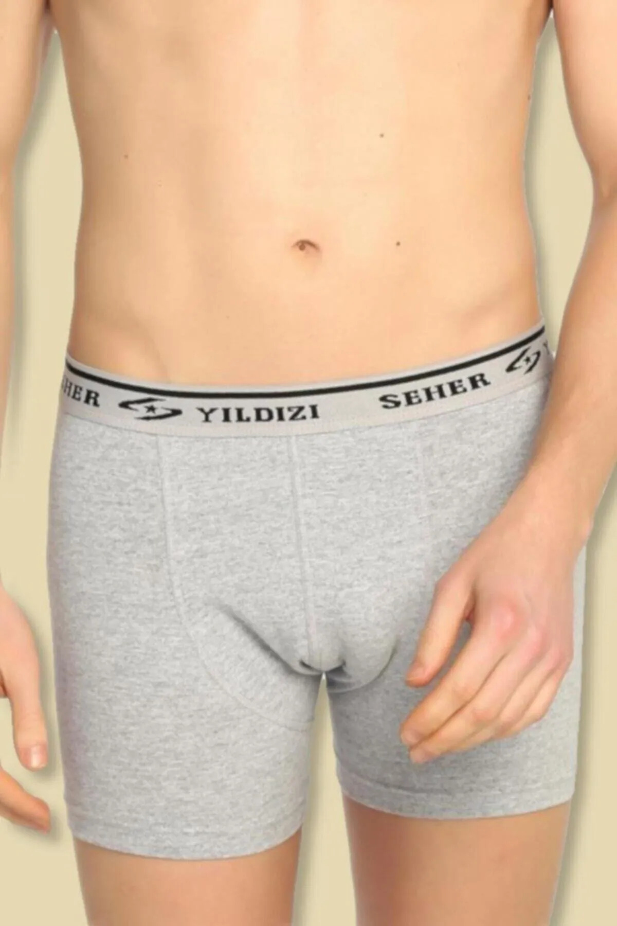 Yıldızı Elastan Erkek 3'li Paket Likralı Boxer 0060