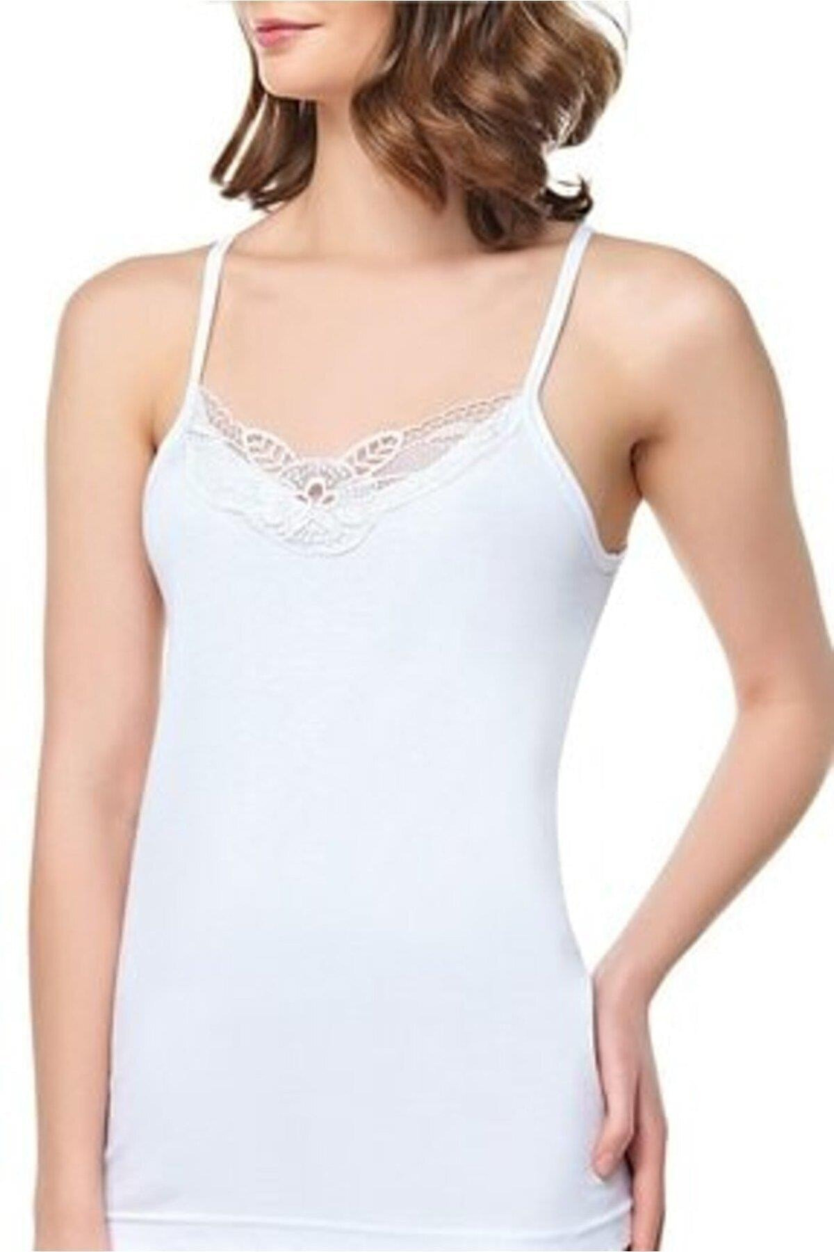 Yıldızı Kadın Ip Askı Hazır Yaka Fistolu Atlet 0013 - 6 Adet