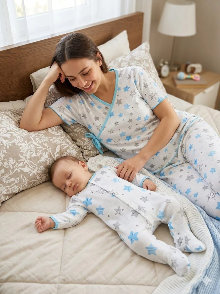YILDIZLI ANNE BEBEK LOHUSA SET 3 Ay Kız