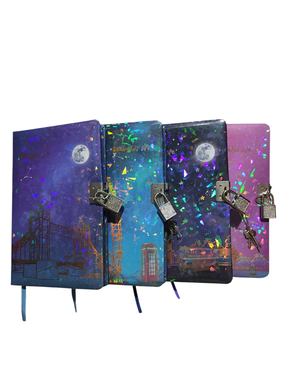 Yıldızlı Gece Hatıra Defteri (Günlük) Kilitli Defter 80 yaprak - 