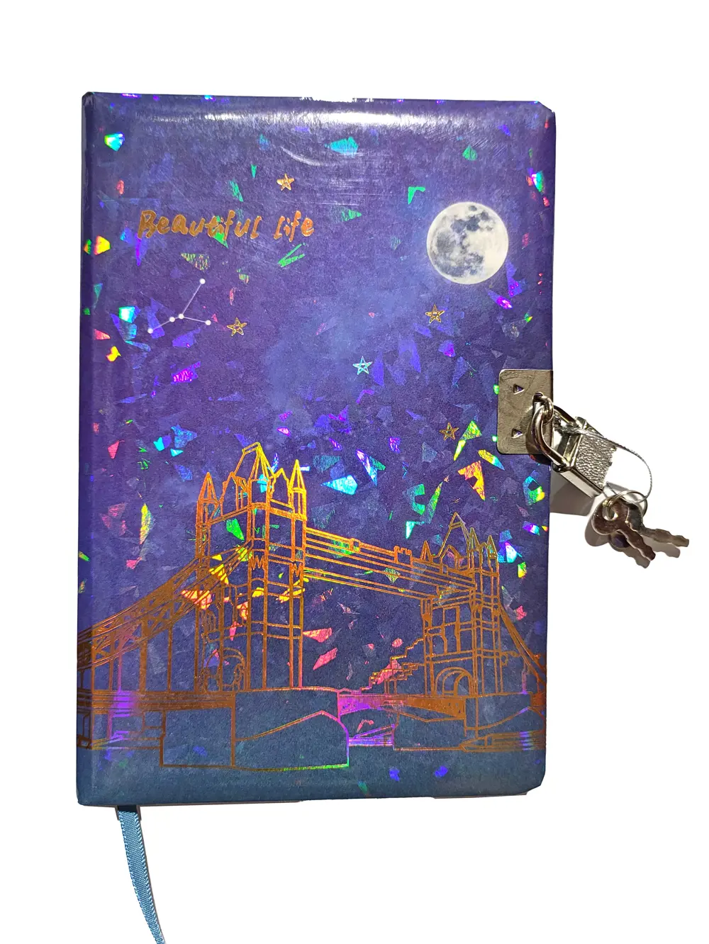 Yıldızlı Gece Hatıra Defteri (Günlük) Kilitli Defter 80 yaprak - 