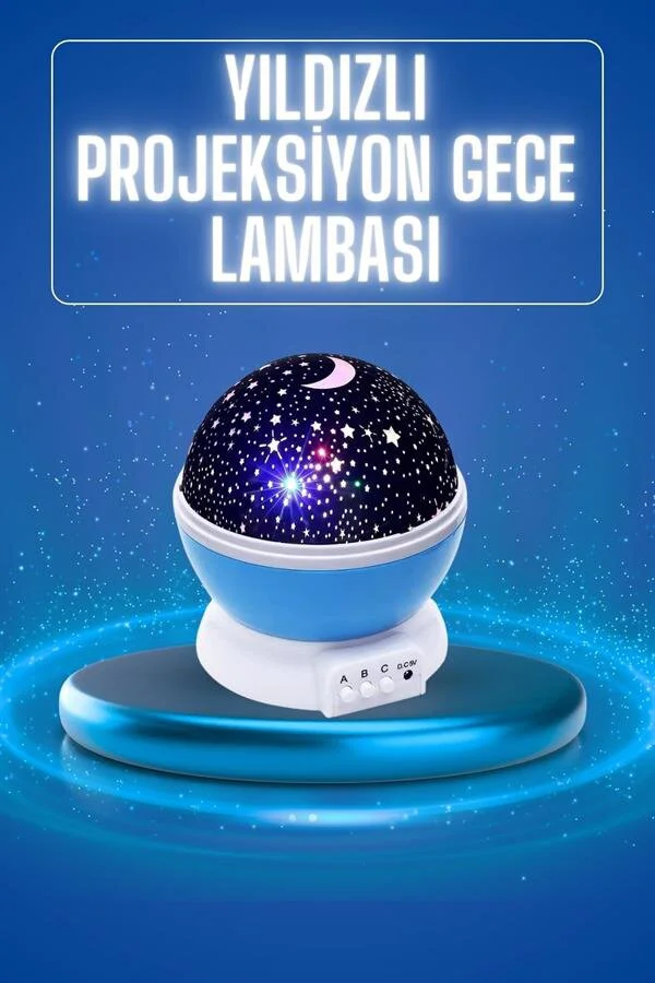 Yıldızlı Gece Lambası & Projeksiyon Masa Lambası - 6 Renkli Renk Değiştirebilir