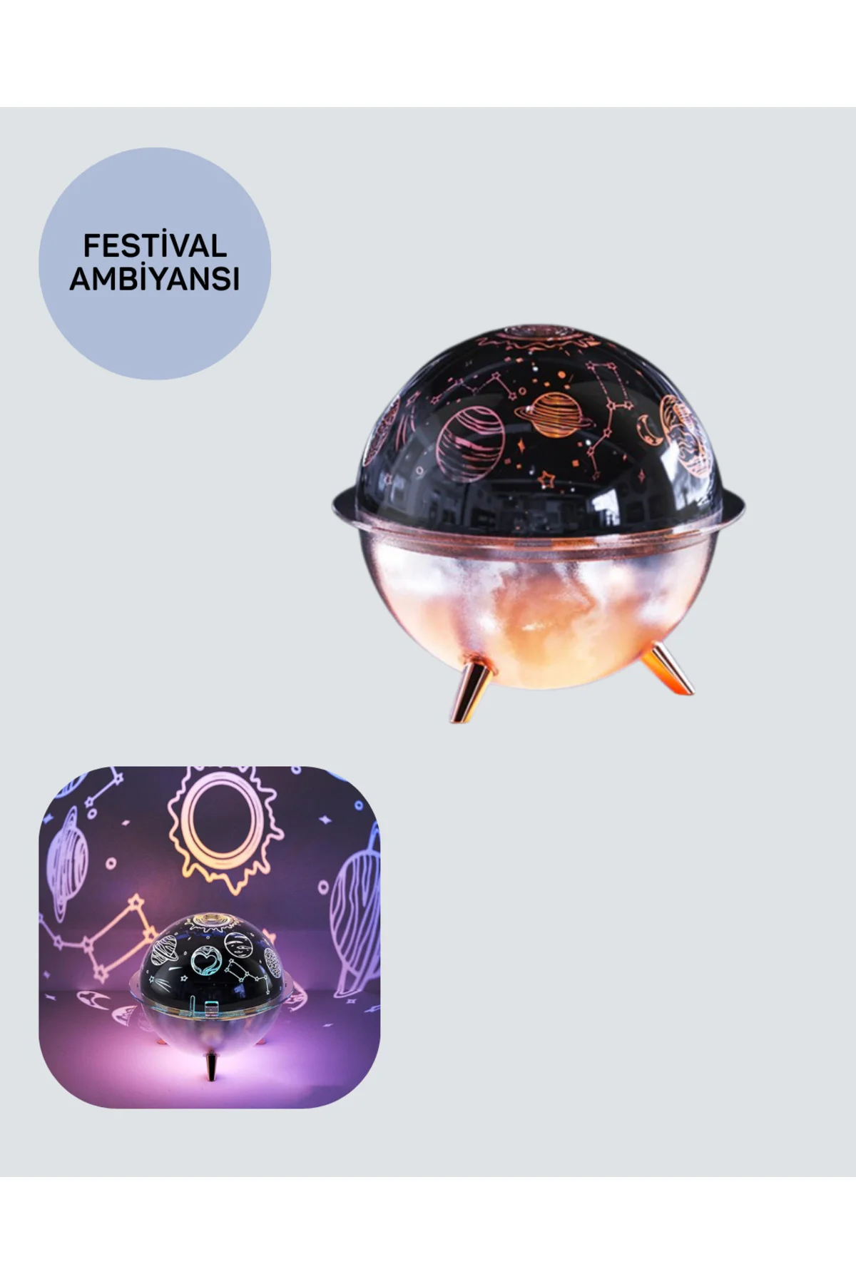 Yıldızlı Gökyüzü Efektli Uzay Temalı Nemlendirici Lamba - Lisinya