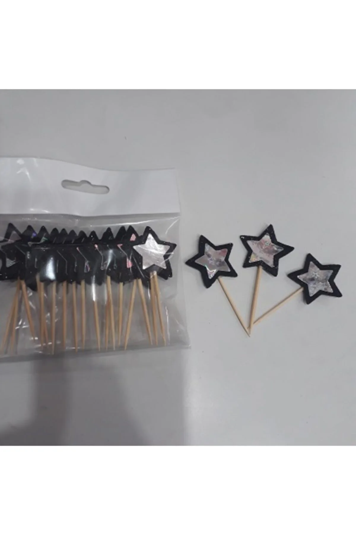 Yıldızlı Gümüş Kürdan 15 Adet Kürdan, Pasta Süsü