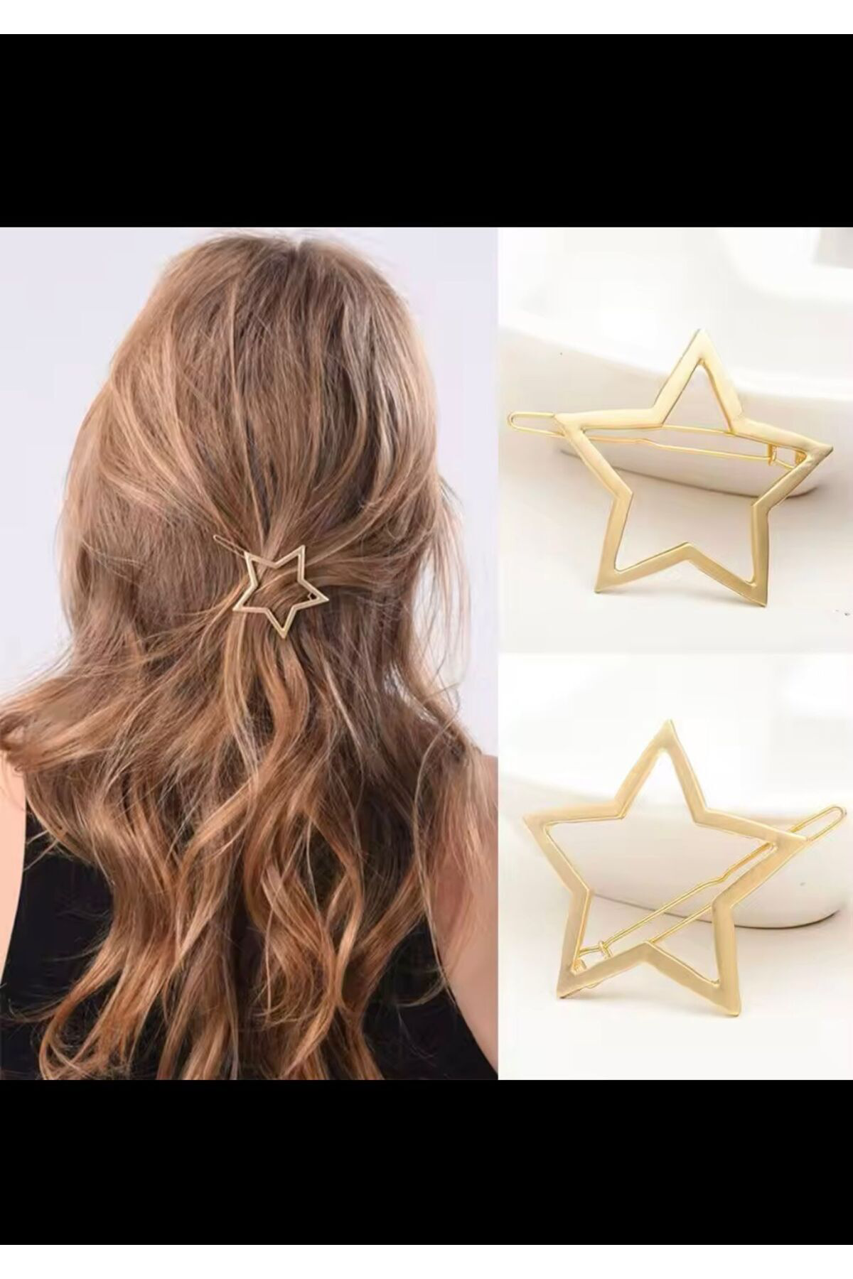 Arescollection Yıldızlı Klipsli Pens Yan Toka