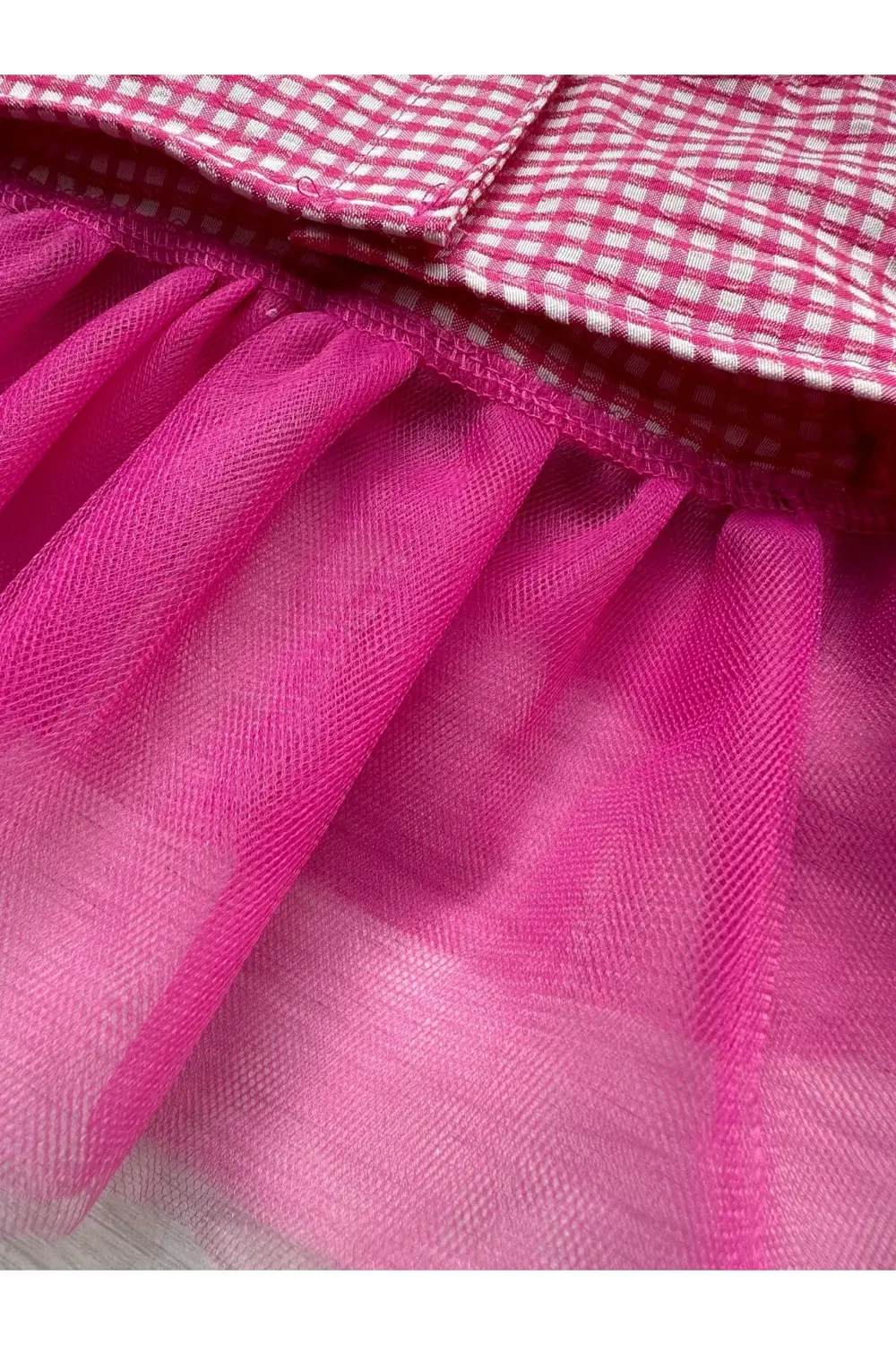 Yıldızlı Pembe Kareli Tüllü Kedi ve Köpek Kıyafeti Elbisesi