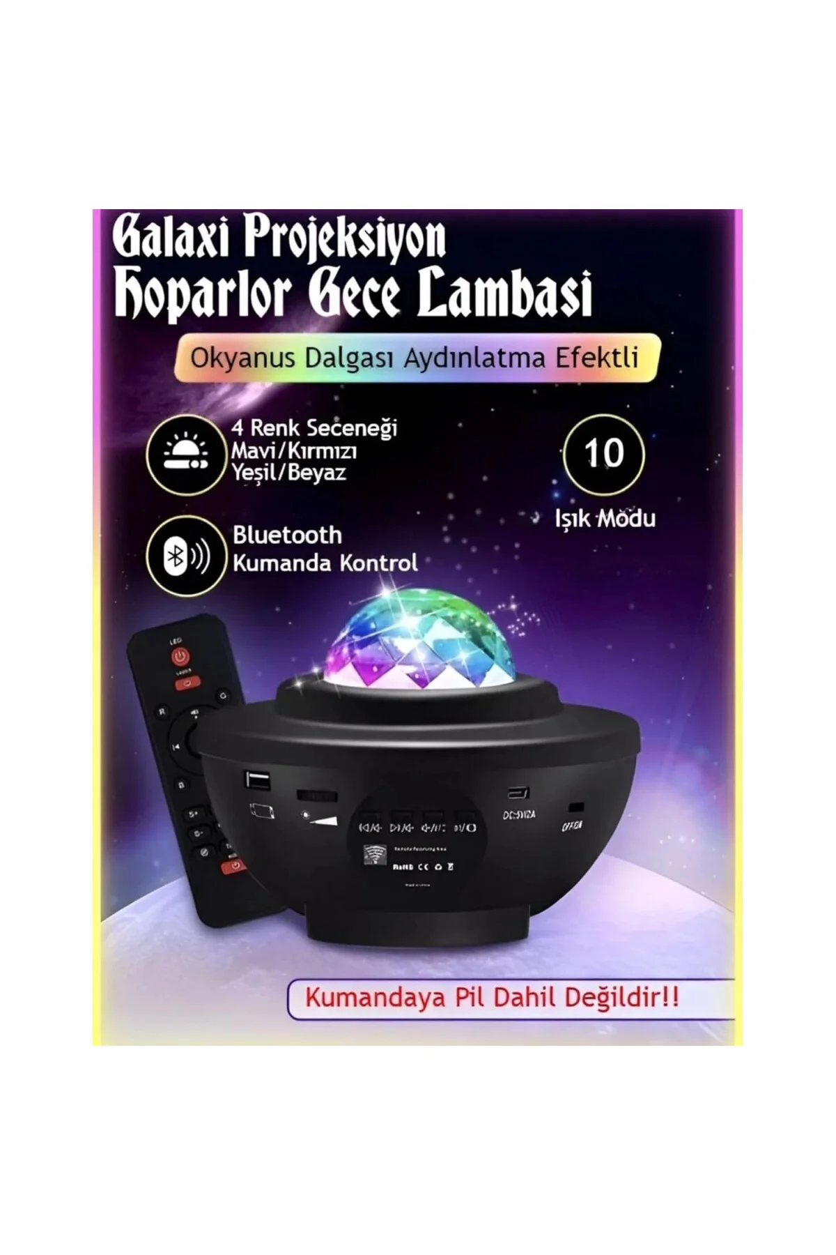 Yıldızlı Projektör Tavan Bulutsu Galaxy Lazer Işıklı Disko Topu B
