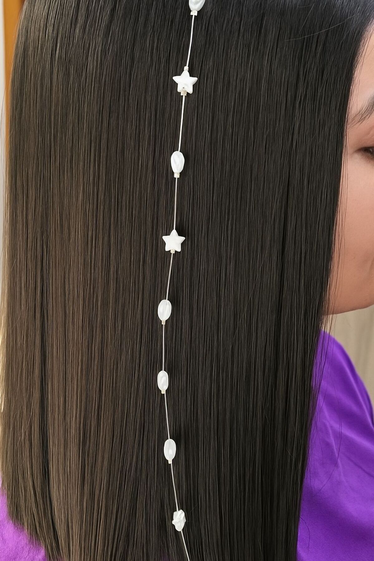 Arestokaaksesuar Yıldızlı Şık Zarif Tel Tokalı Misina Saç Süsü Saç Aksesuarı