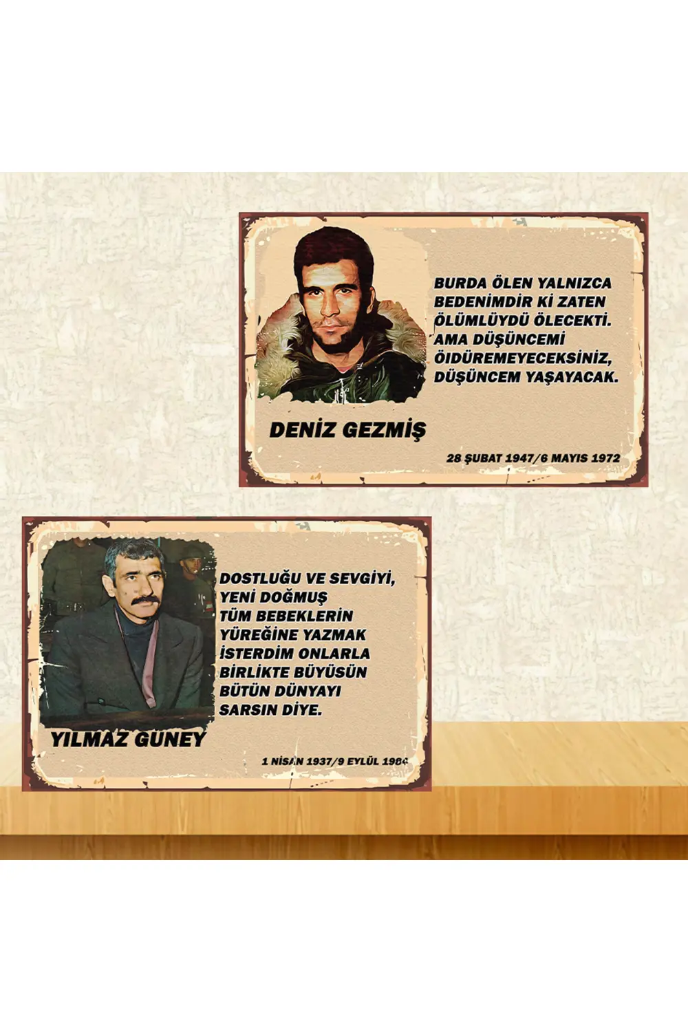 Yılmaz Güney Deniz Gezmiş Temalı 2 Adet 20x30 CM MDF Ahşap Tablo 