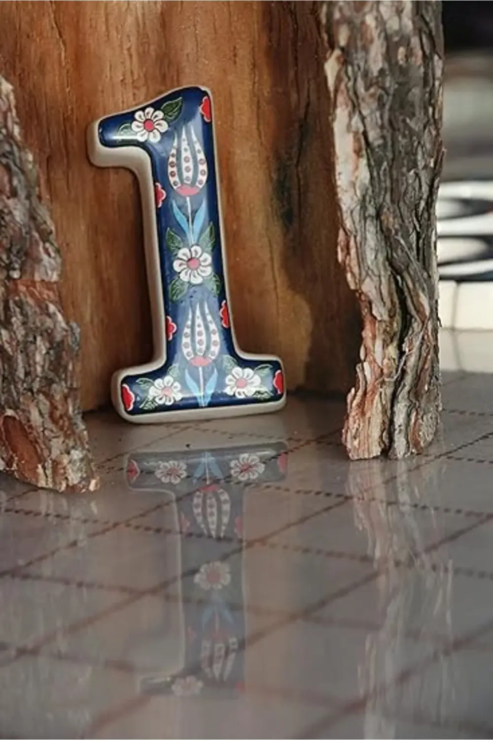 Yılmazel Kapı numarası seramik lale desenli çeşitli renklerde (1,