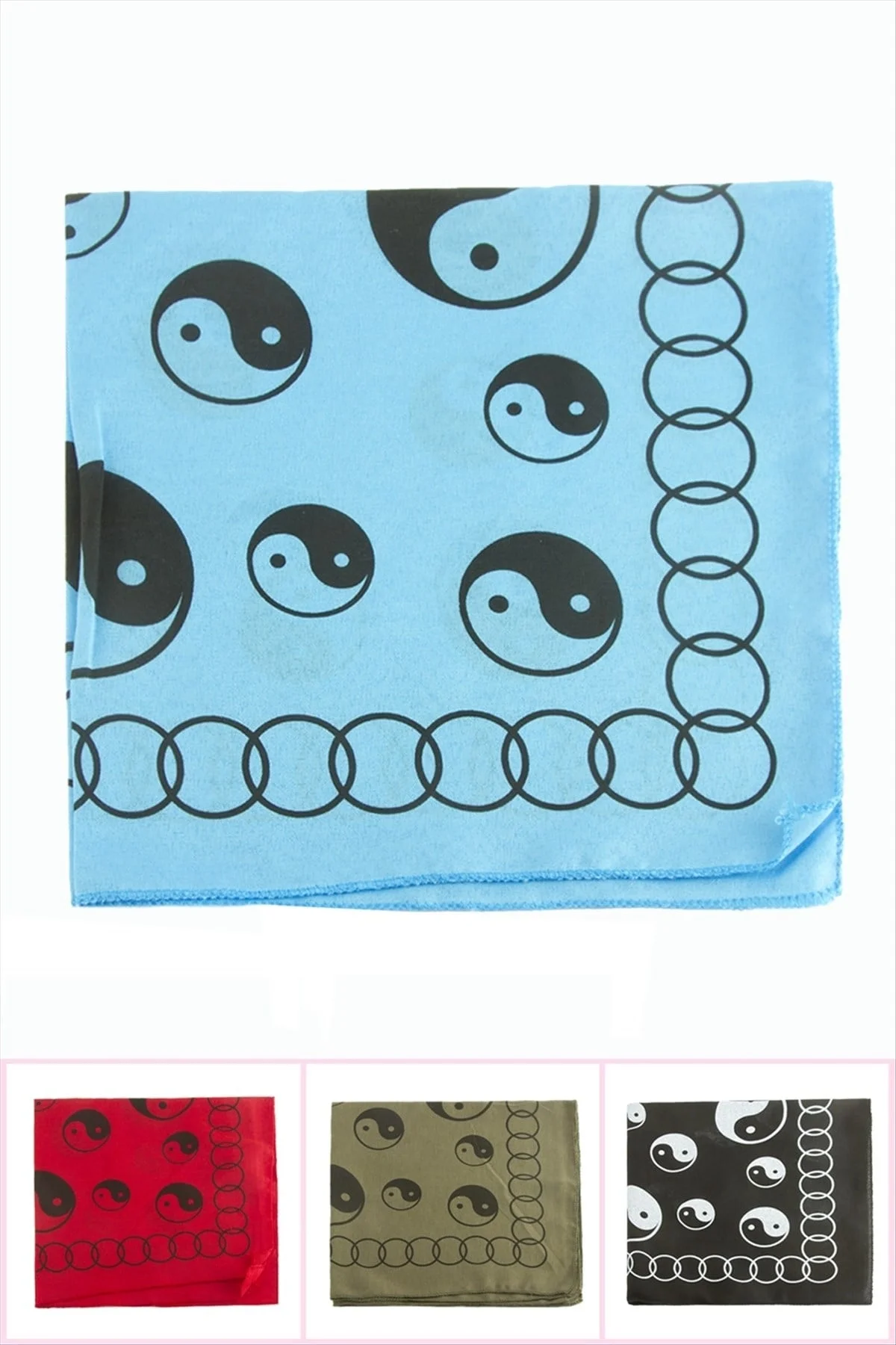Yin Yang Desenli Keten Bandana 50*50