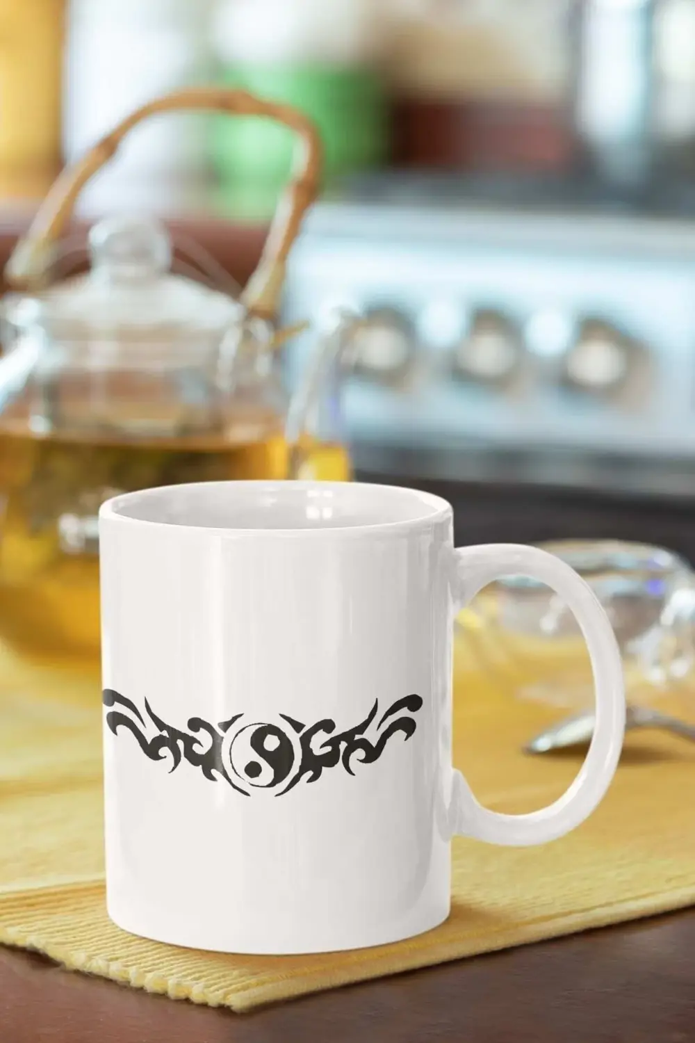 Yin-yang Motif Baskılı Porselen Kupa Bardak