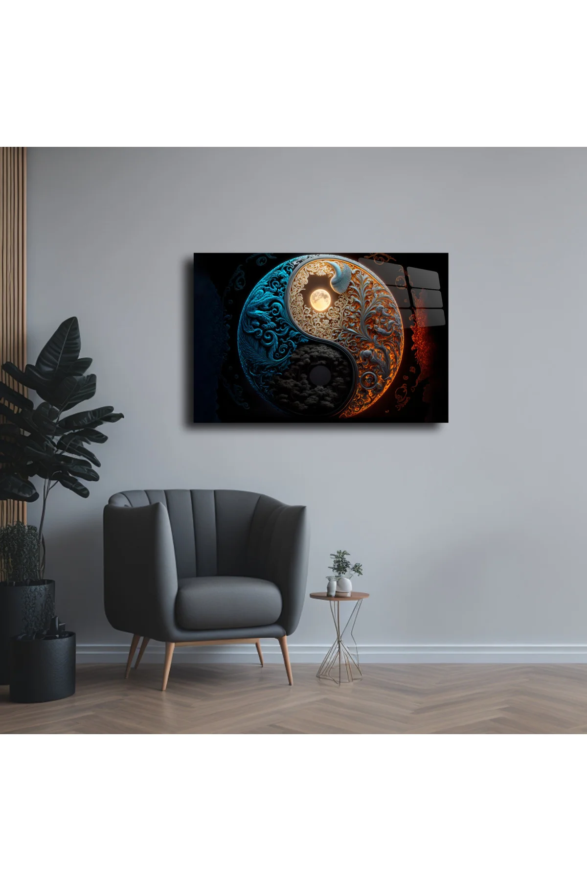Ying Yang Enerji Cam Tablo Duvar Dekoru