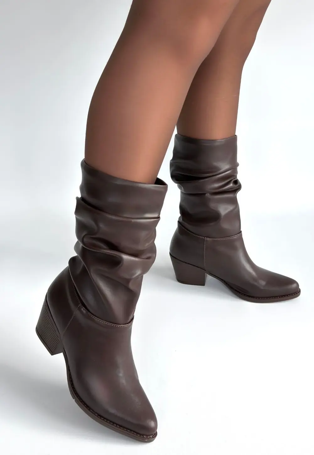 Yior Acı Kahve Cilt Topuklu Bot