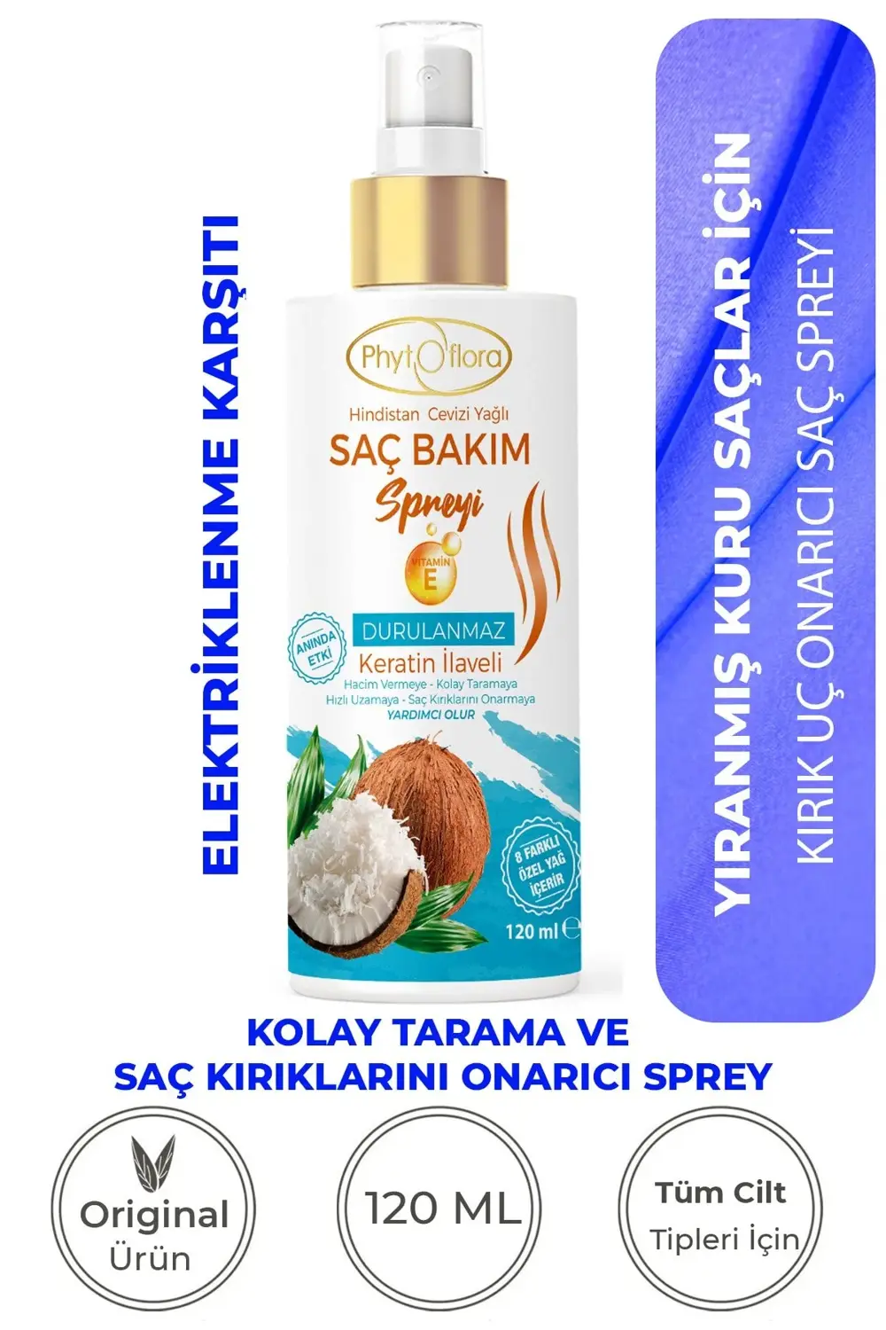 Yıpranmış Kuru Saçlar Için Kolay Tarama Spreyi & Kırık Uç Onarıcı