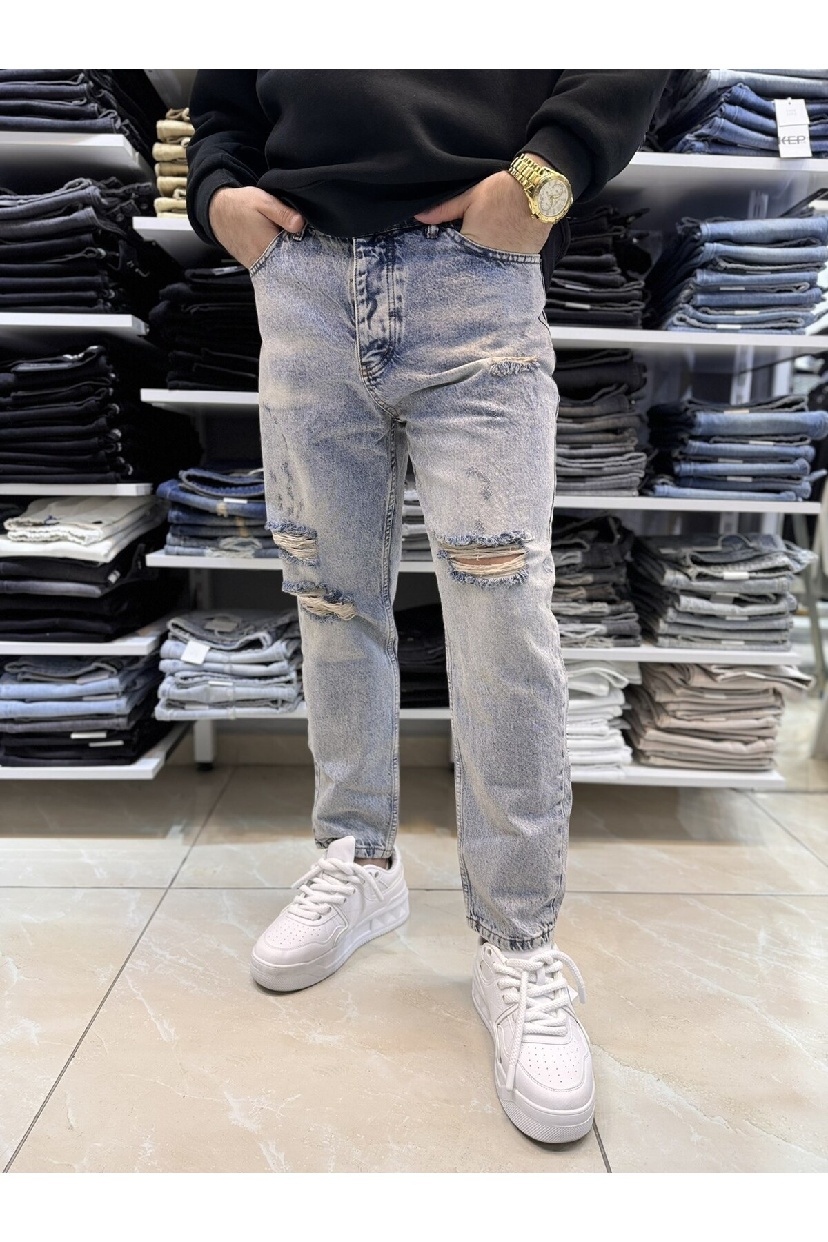 Casualmen32 Yirtik Detay Boyfriend Jean 454Cslke