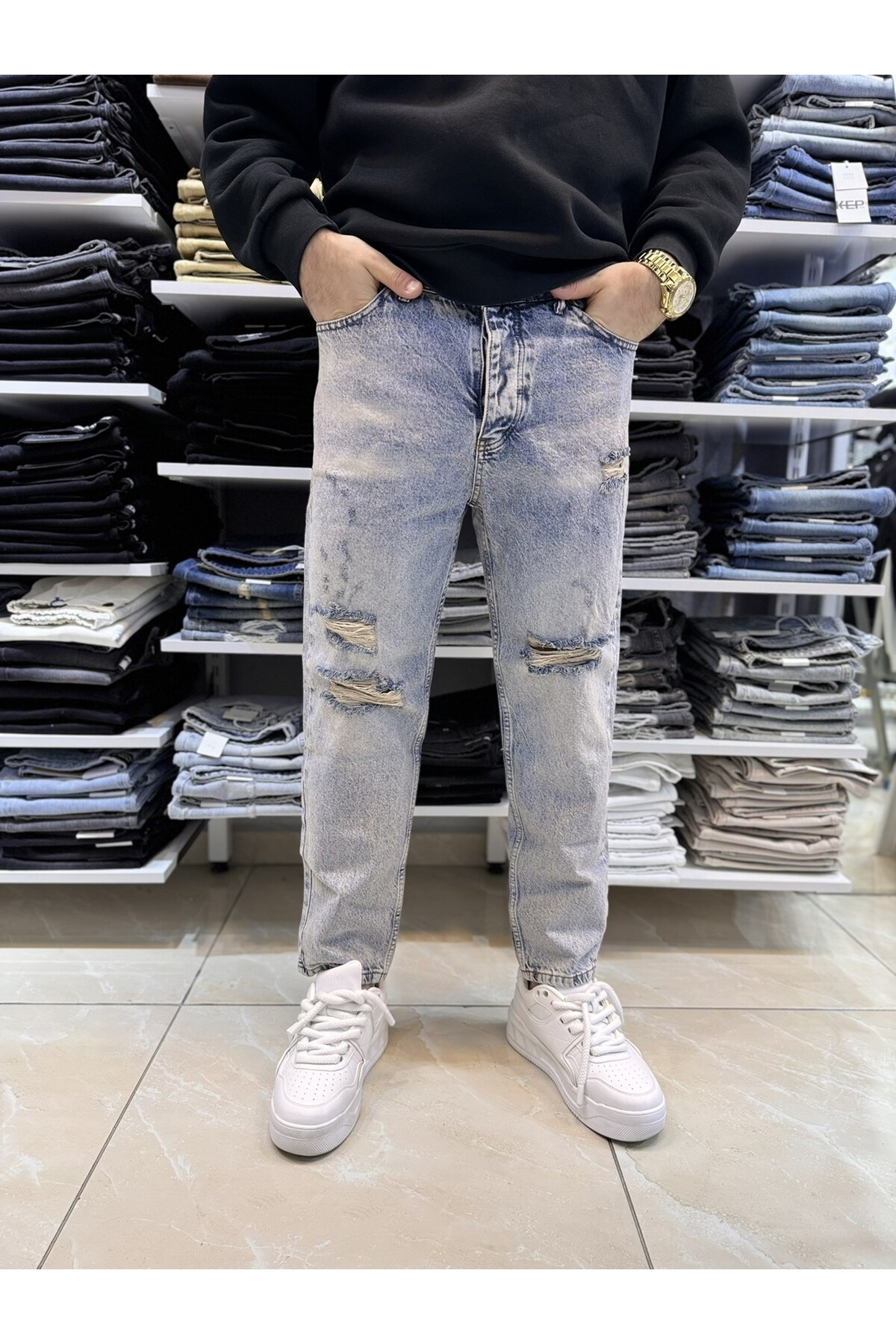 Casualmen32 Yirtik Detay Boyfriend Jean 454Cslke