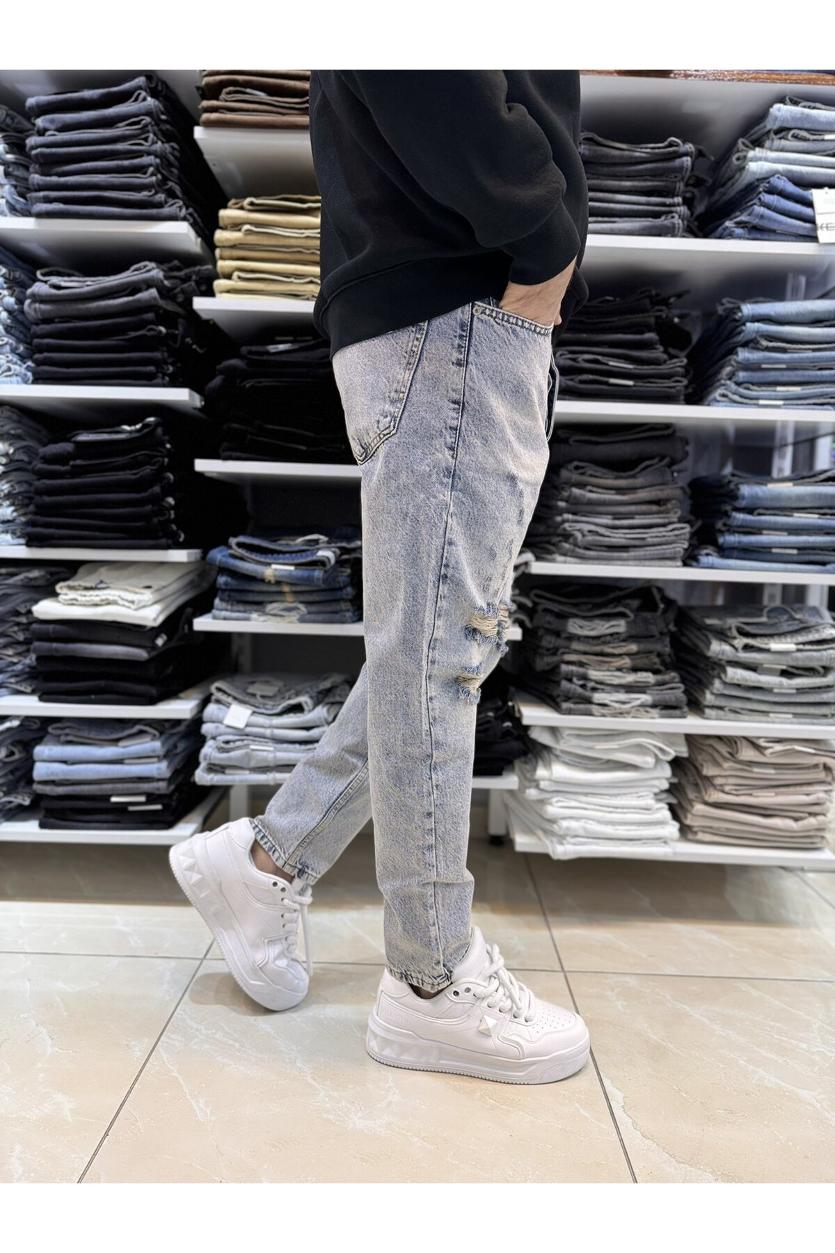 Casualmen32 Yirtik Detay Boyfriend Jean 454Cslke