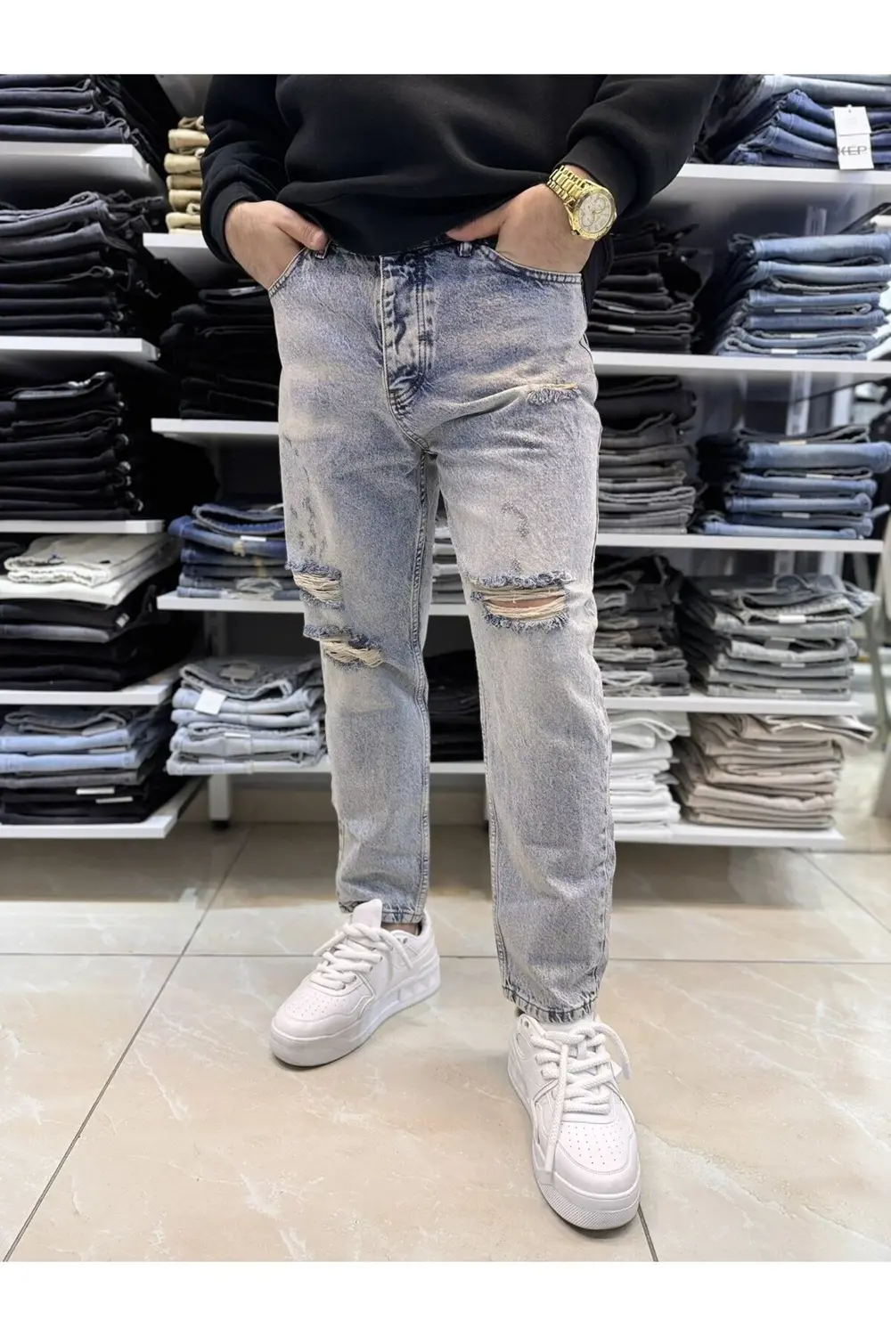 Yırtık Detay Boyfriend Jean 454CslKe Yırtık Detay Boyfriend Jean 454CslKe